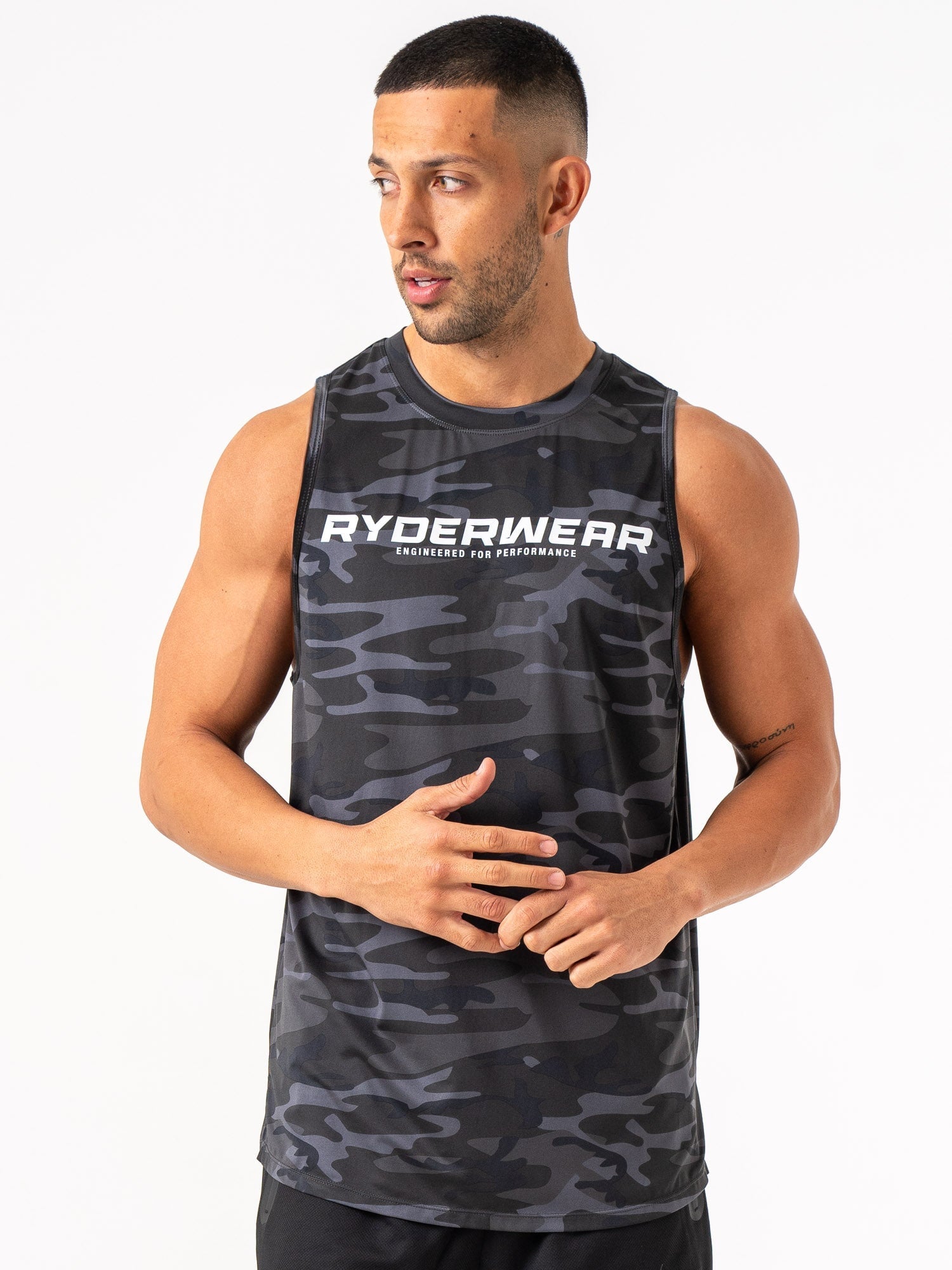 Energy Tank Black Camo - High Performance Workout Shirt for Men & Women | Gym, Running, Yoga & Outdoor Activities