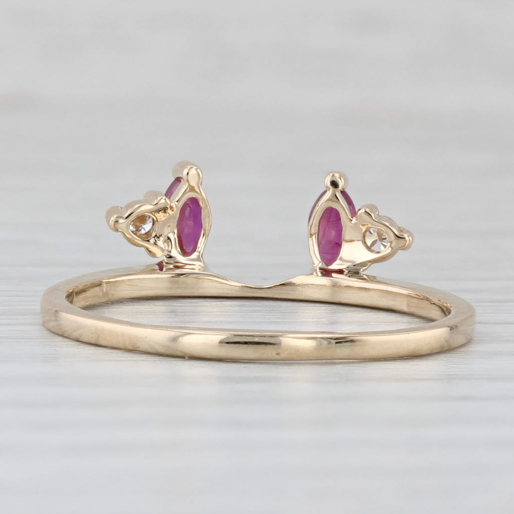 0.45ctw Natural Ruby & Diamond Ring Enhancer Guard - 14k Yellow Gold Wedding Band Size 9.5 - Perfect for Bridal Jewelry, Anniversary Gifts & Special Occasions