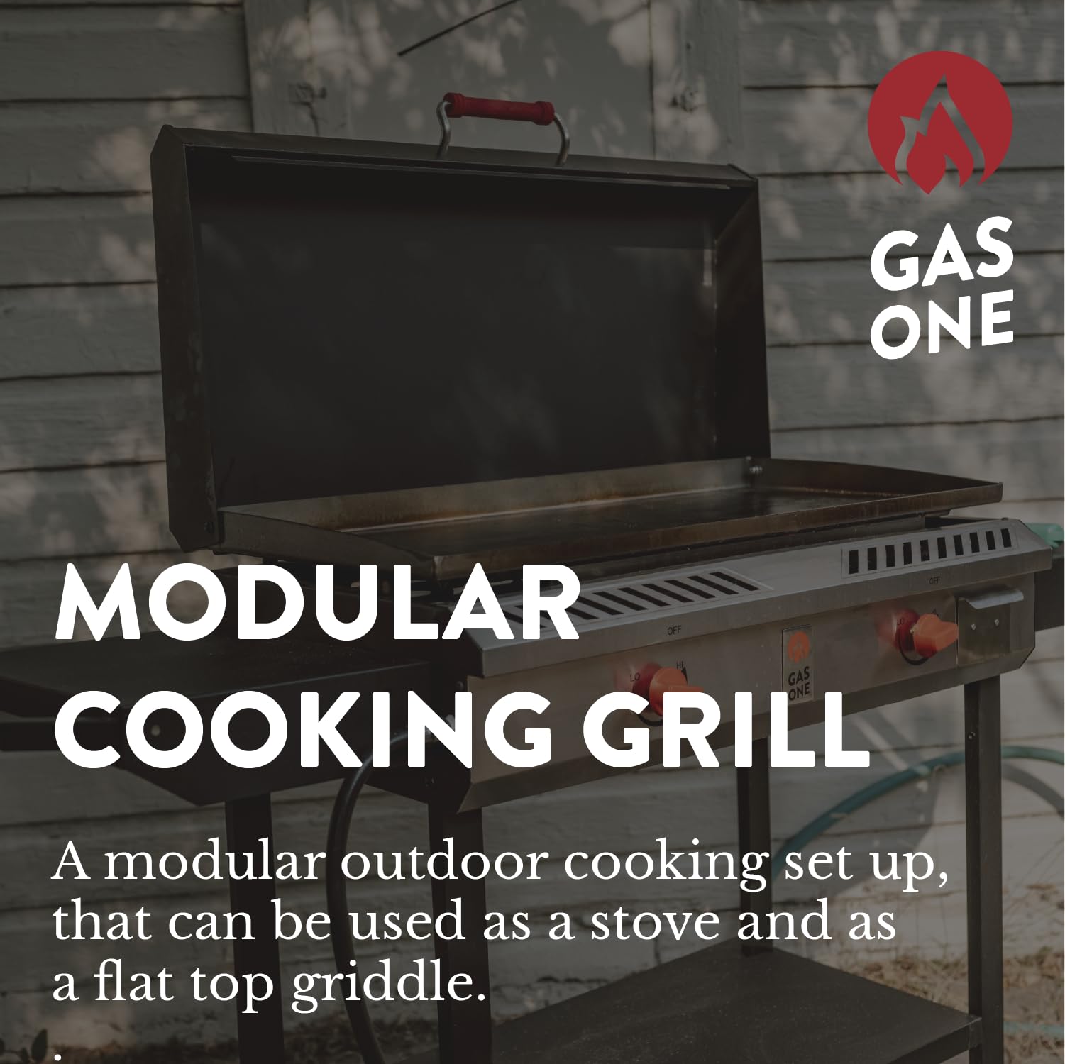 GasOne 2-Burner Propane Griddle Stove with Flat Top Grill - Outdoor Modular Cast Iron Grill & Griddle Combo with Cover, Side Shelves & Wheels - Perfect for Camping, Tailgating, Backyard BBQs and Outdoor Cooking