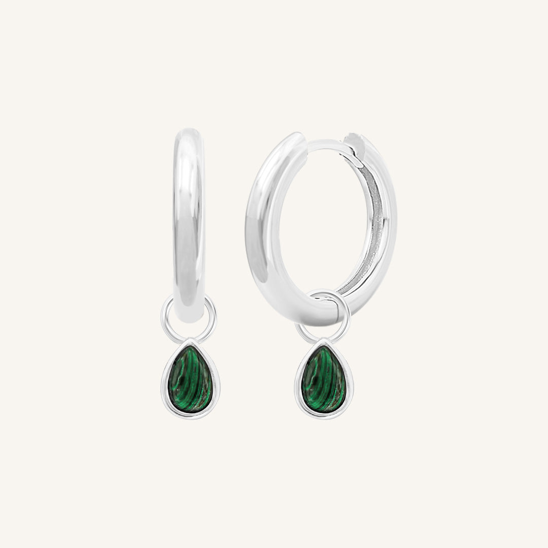Malachite Trove Charm Hoops - Elegant Green Gemstone Earrings for Women | Perfect for Boho, Hippie & Festival Fashion
