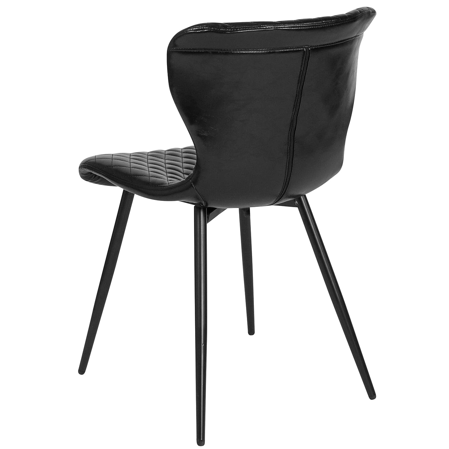 Flash Furniture Bristol Contemporary Upholstered Chair in Black Vinyl - Modern Office & Home Desk Chair for Comfortable Seating