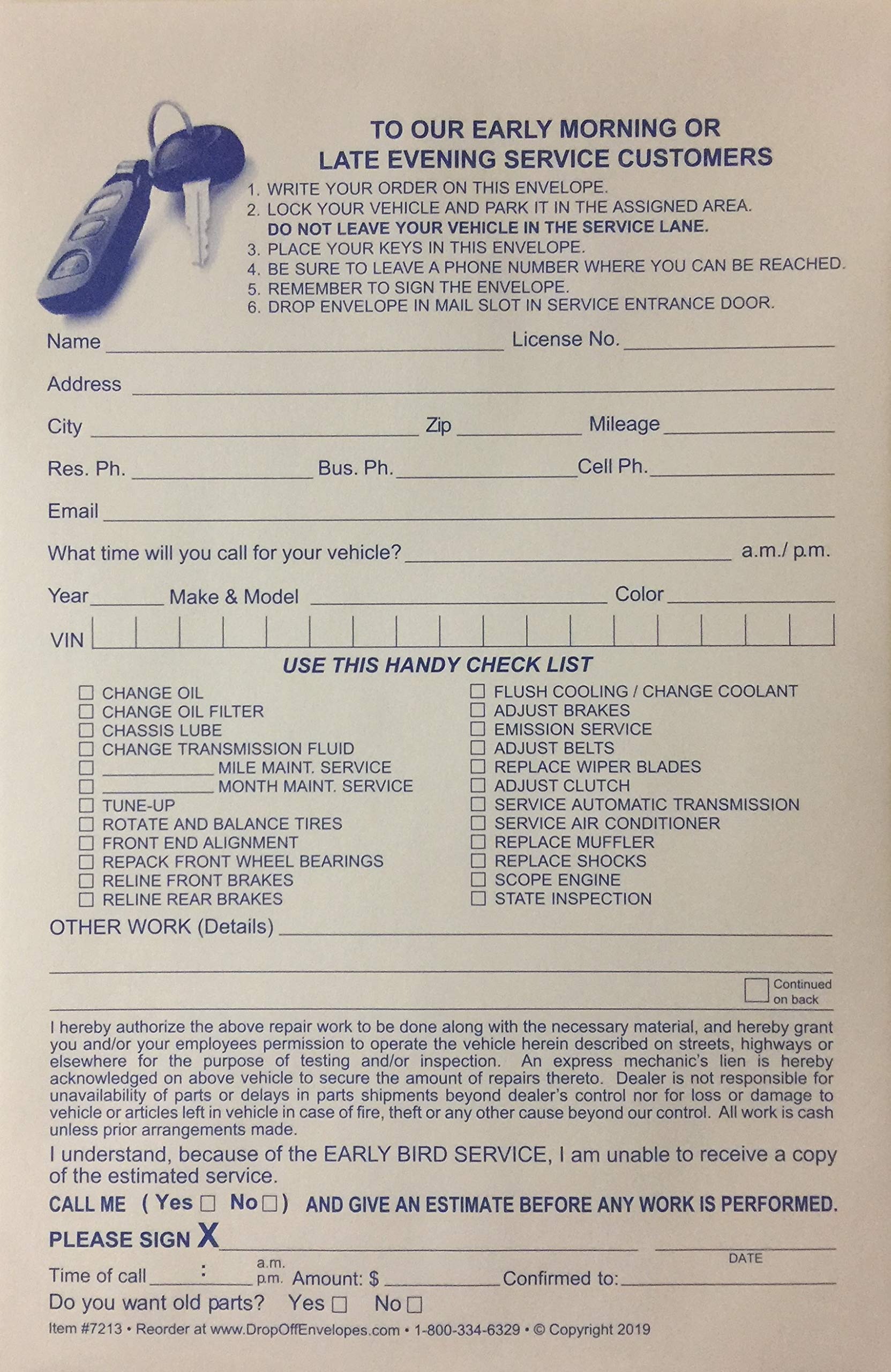 Secure Key Drop Envelopes 7213-500 (500 Pack) - Durable & Discreet for Property Management, Vacation Rentals & Office Security