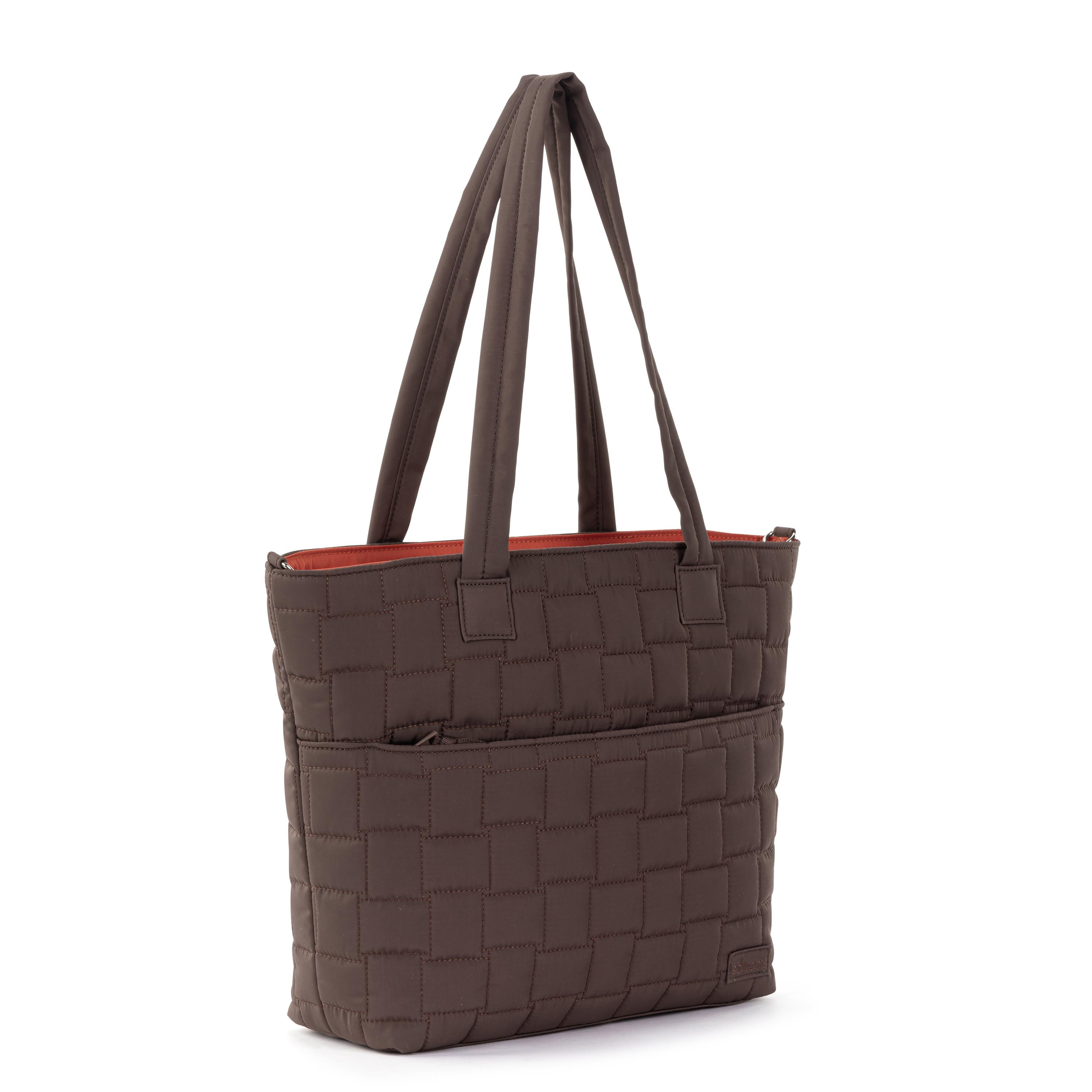 Willow Shoulder Tote Bag - Eco-Friendly Twill Fabric in Mahogany Woven Quilted Design - Perfect for Work, Travel & Everyday Use