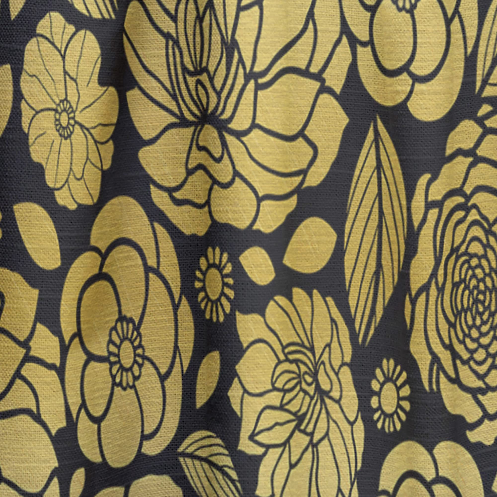 DesignQ 'Golden Floral II' Thermal Insulated Curtains - 52x120 Inch Single Panel for Bedroom & Living Room - Elegant Home Decor for Temperature Control & Privacy
