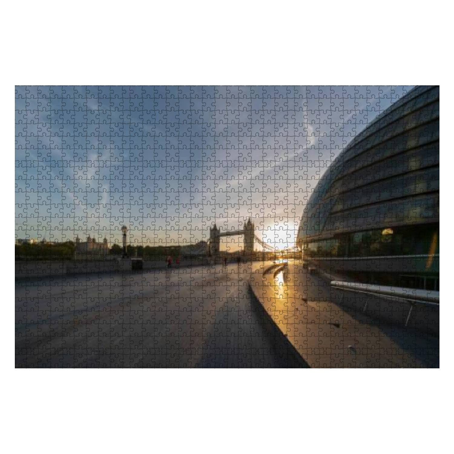 1000 Piece Wooden Jigsaw Puzzle - Tower Bridge & London City Hall Sunrise Scene | Educational Toy for Kids & Adults | Stress Relief & Brain Teaser | Perfect for Family Game Night & Classroom Activities