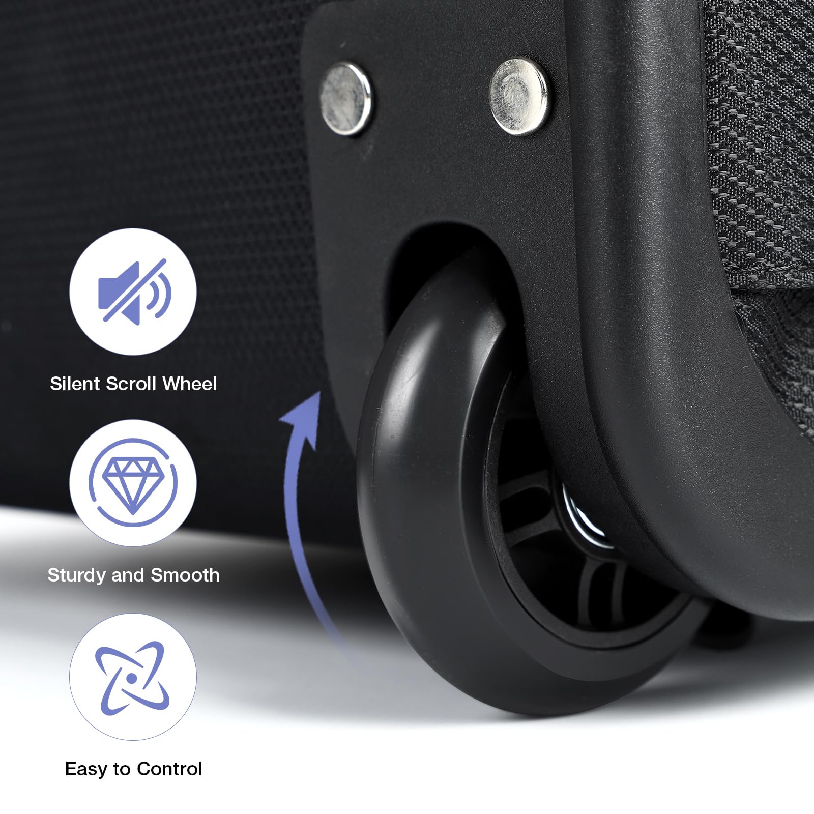 18 Inch Waterproof Rolling Backpack with Wheels for Adults - Large Black Wheeled Carry-on Luggage for Travel, Work & School - Trolley Laptop Backpack for Men & Women (Ideal for Airports, Commuting & Business Trips)