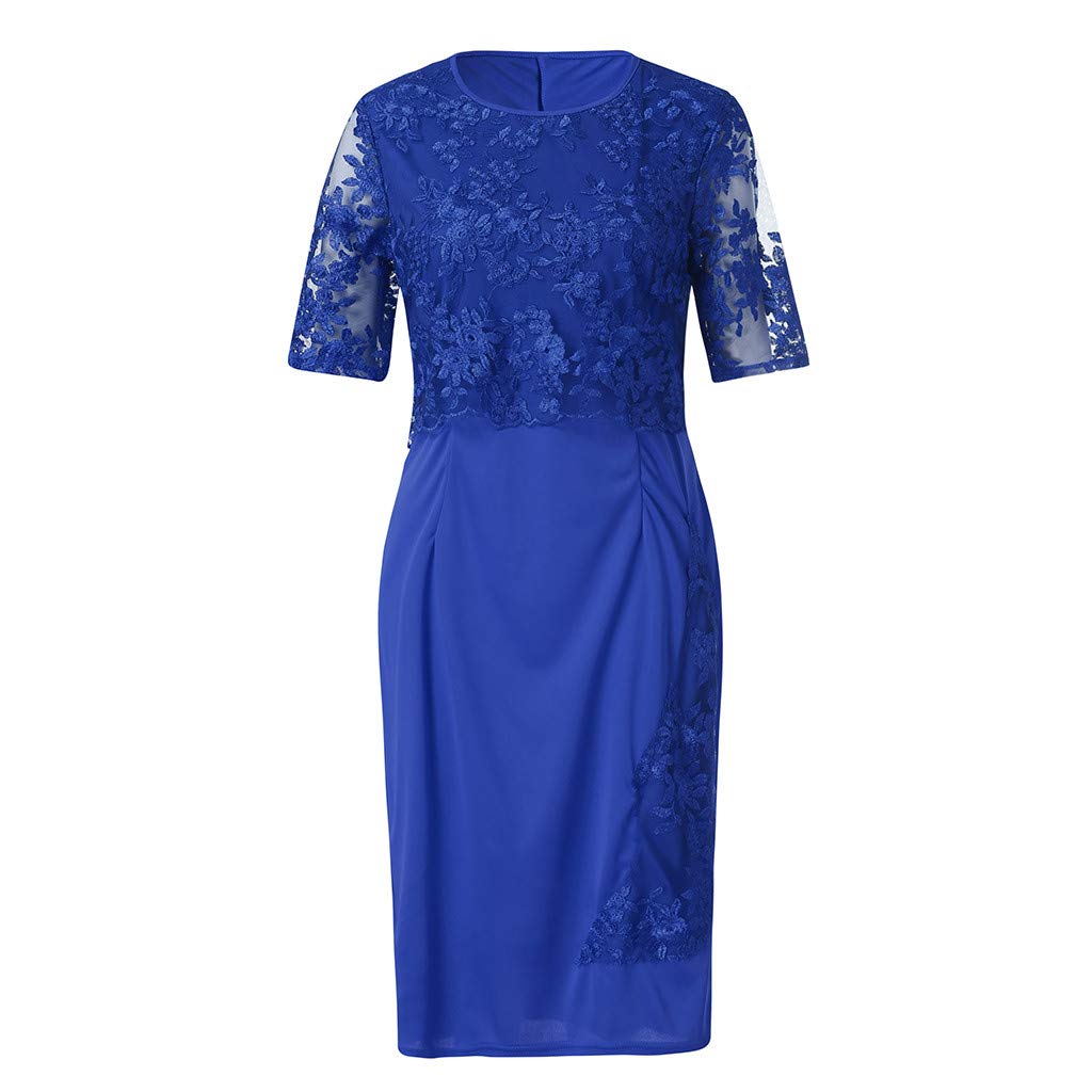 Elegant 3/4 Sleeve Lace Midi Dress for Women - Plus Size Formal Wedding Guest & Cocktail Party Dress - Perfect for Bridal Showers, Evening Events & Summer Garden Parties