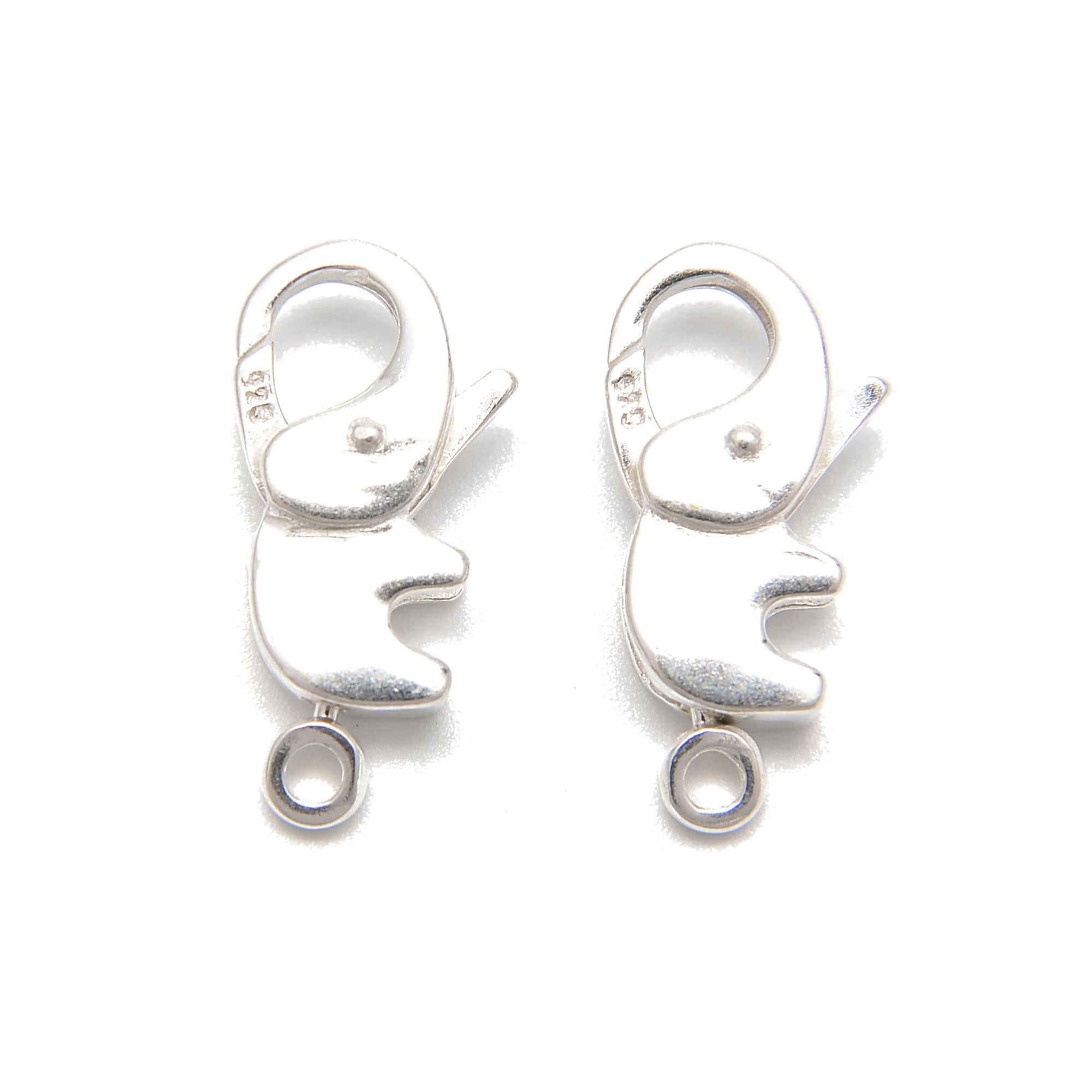 925 Sterling Silver Elephant Shape Clasp - 10x20mm (2Pcs/Bag) - Jewelry Making Supplies for Necklaces, Bracelets & DIY Crafts