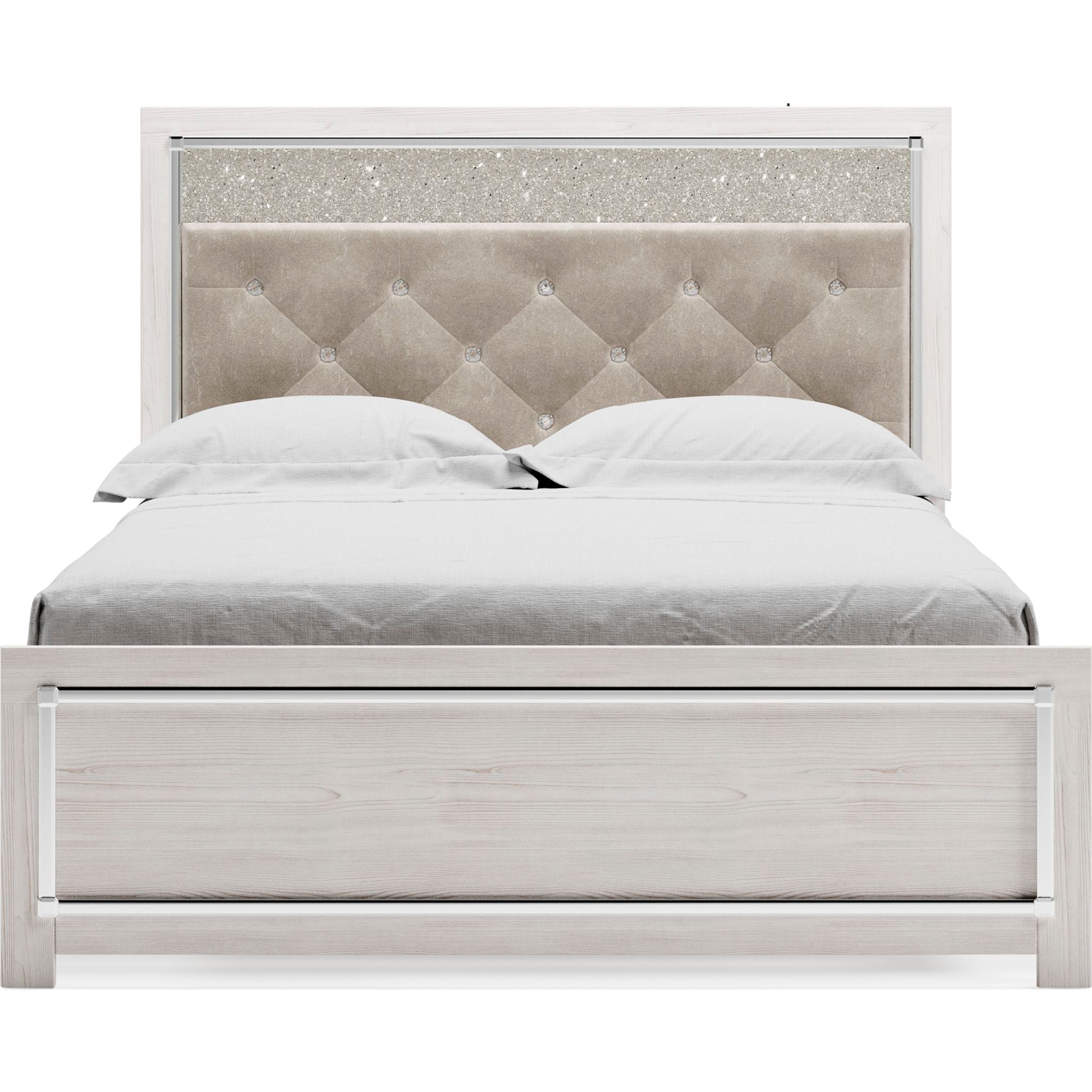 Altyra Queen Size Upholstered Panel Bed with Wooden Frame - Elegant Bedroom Furniture for Master Bedroom, Guest Room & Home Decor