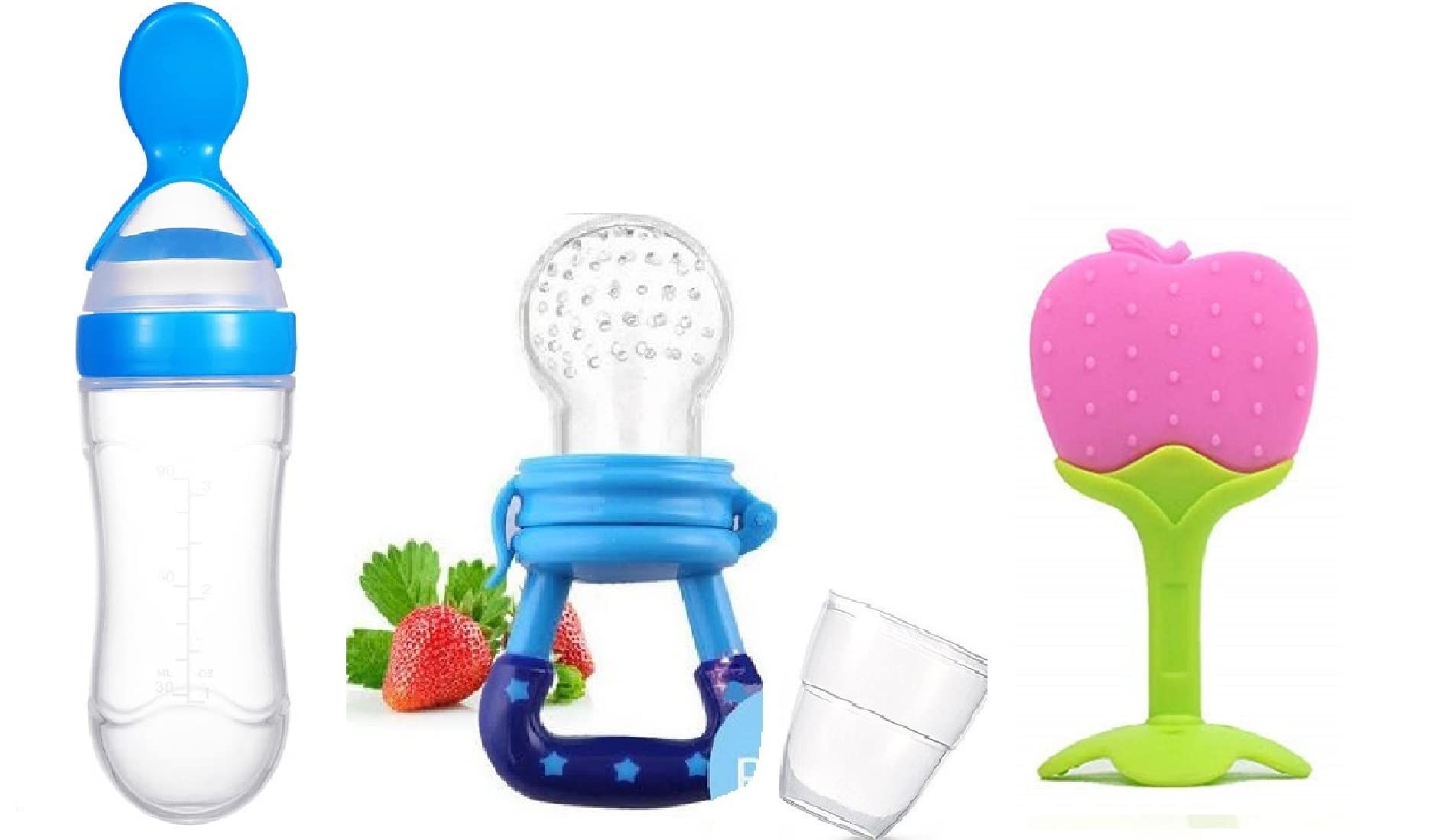 Cuckoos Silicone Baby Food Feeder & Teether - BPA Free, 3-Pack for Infants 3-12 Months | Safe Fruit Nibbler for Baby-Led Weaning | Perfect for Travel, Home & Daycare Use