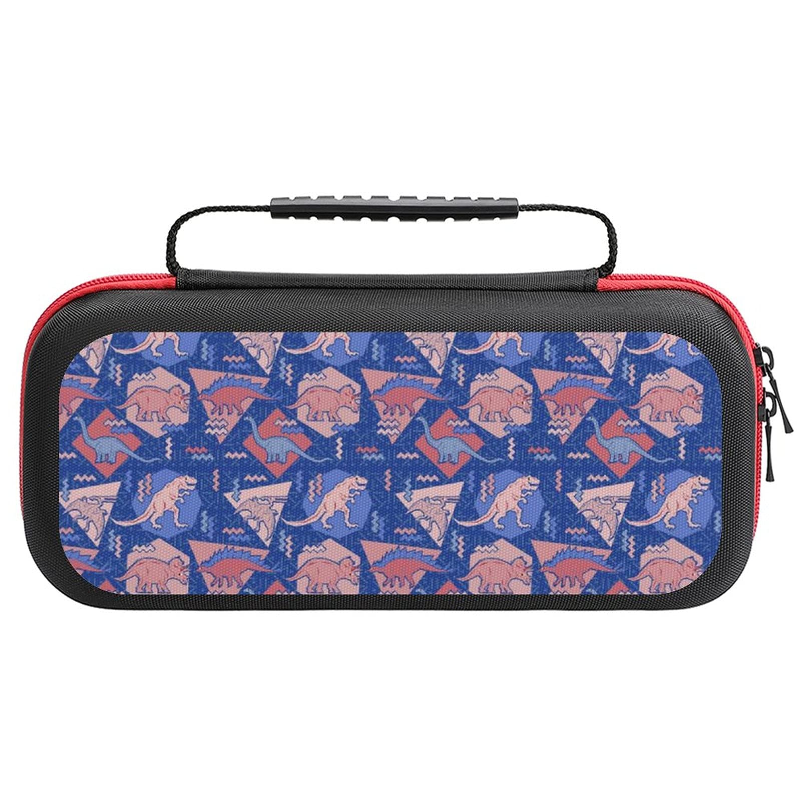 Dinosaur Print Carrying Case for Nintendo Switch Lite - Travel Storage Bag with Accessories Pouch | Portable Protective Cover for Gaming, Commuting & Outdoor Use