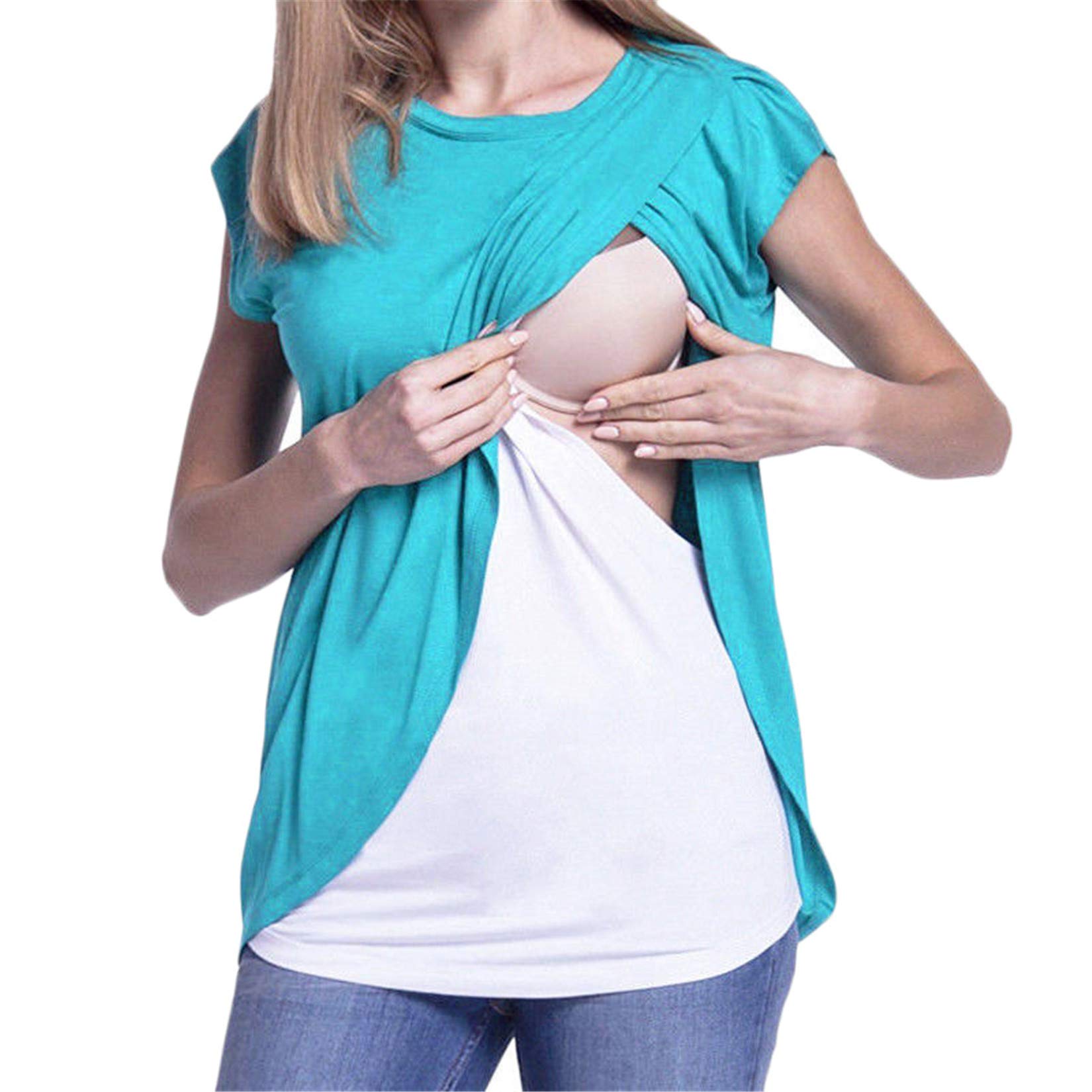 Andongnywell Women's Comfortable Layered Nursing Top - Soft Maternity Breastfeeding Tunic Shirt for Easy Nursing | Perfect for Everyday Wear, Outings & Mother-Baby Bonding Time