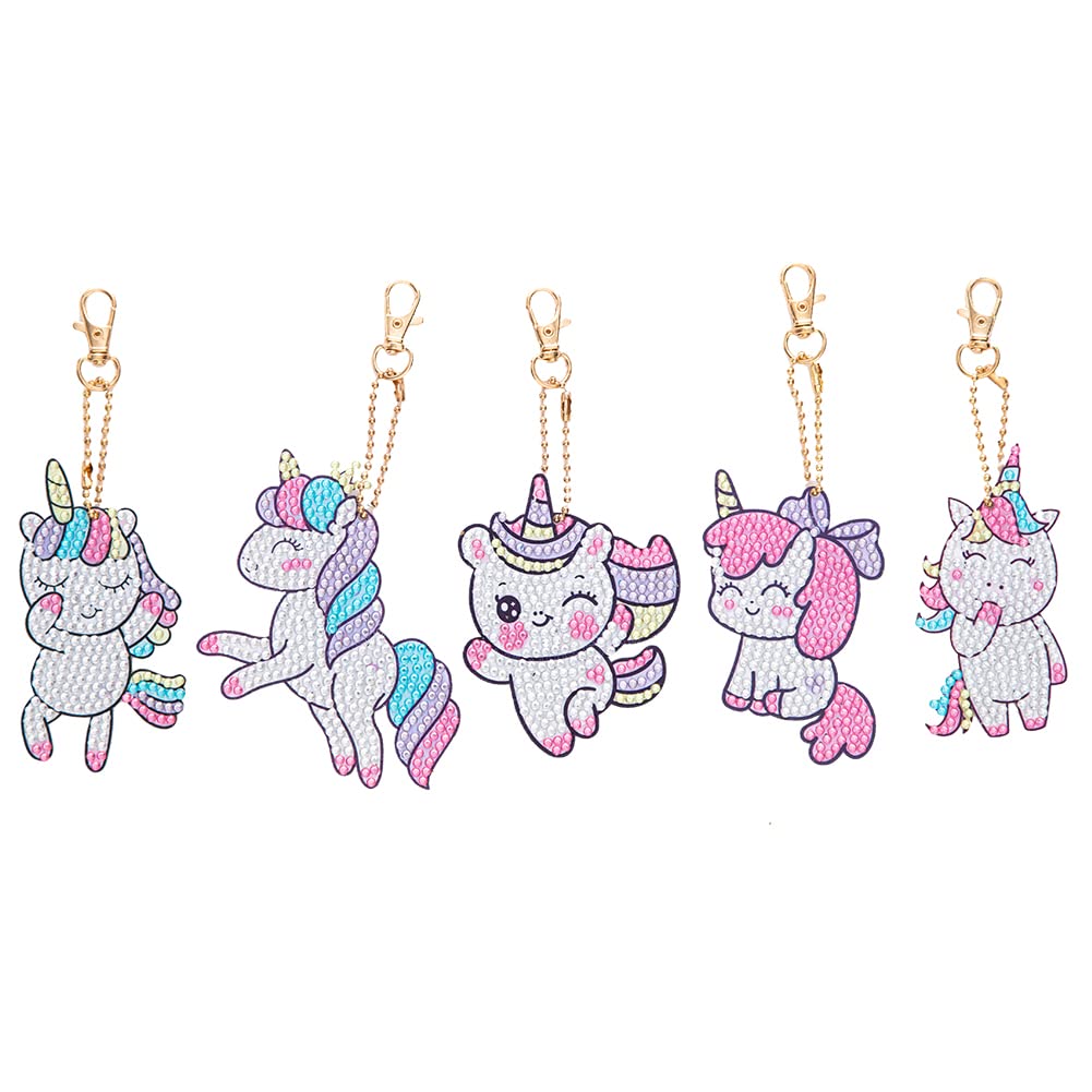5D DIY Diamond Painting Keychain Kit - Unicorn Rhinestone Pendant for Christmas Decor, Gifts for Mom & Daughter | DIY Crafts, Party Favors, Home Decoration