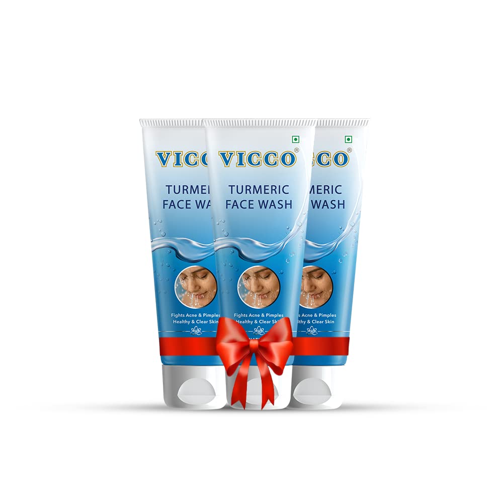 Vicco Turmeric Face Wash [70gm Each | Pack of 3] - Acne Treatment, Deep Cleansing for Glowing Skin, Removes Blackheads & Tan, Fights Pimples & Skin Infections | Perfect for Daily Skincare, Oily & Acne-Prone Skin Care Routine