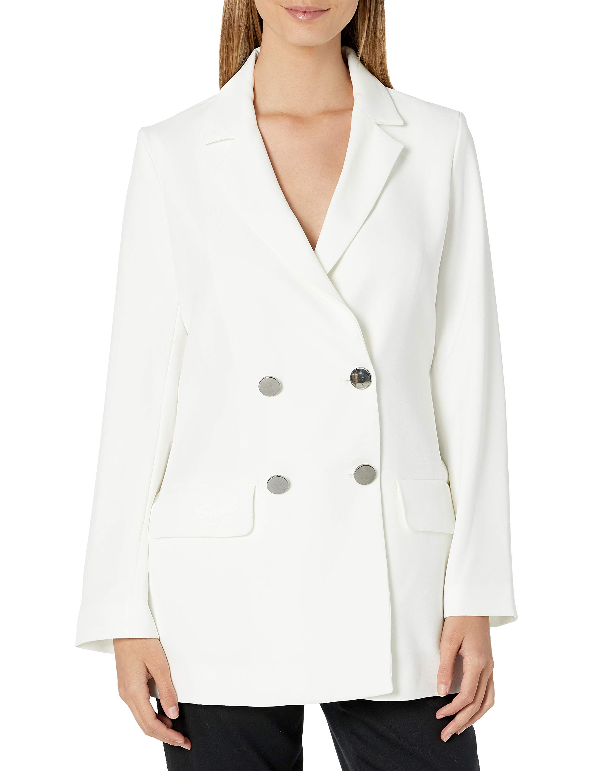 ARMANI EXCHANGE Women's Double Breasted Button Crepe Blazer Jacket for Work & Business | Professional Office Wear & Formal Occasions