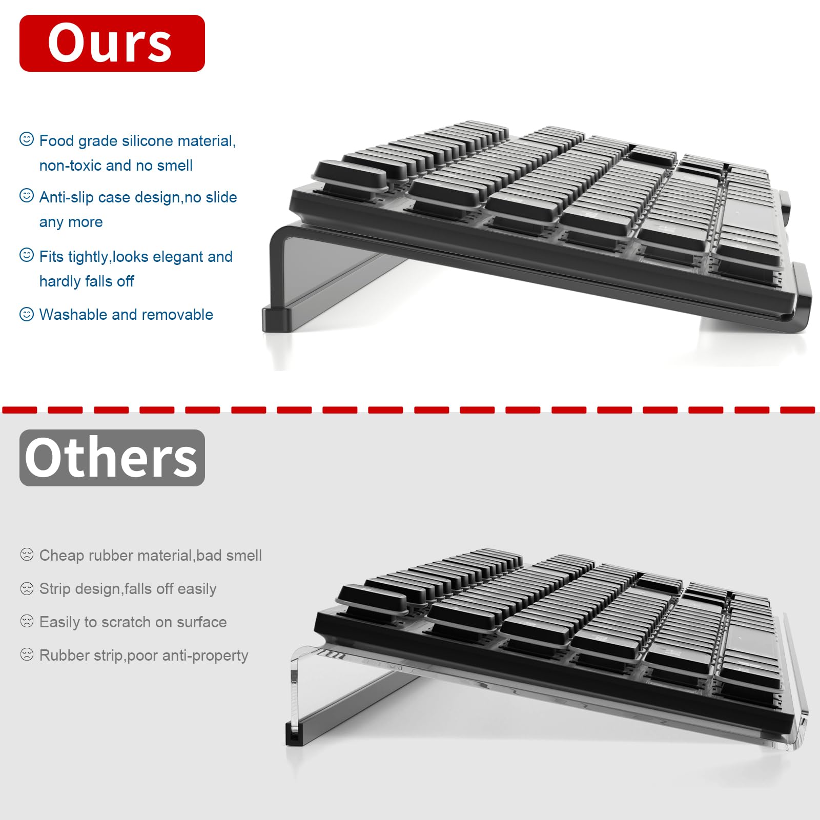 Ergonomic Acrylic Tilted Keyboard Stand with Non-Slip Silicone Base - Black Computer Keyboard Tray Holder for Comfortable Typing | Perfect for Office, Gaming & Home Workspace Setup
