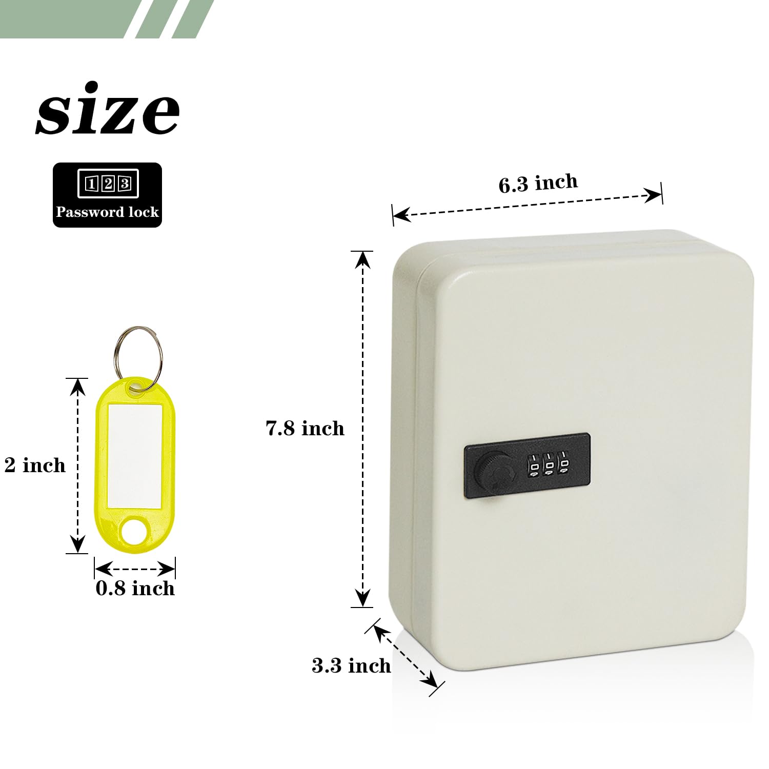 PACOLO Steel Key Storage Lock Box with Combination Lock - Wall Mount Key Organizer for Home, Hotel & Car Keys (20 Keys Capacity, White) - Secure Key Management Solution for Vacation Rentals, Airbnb Hosts & Property Managers