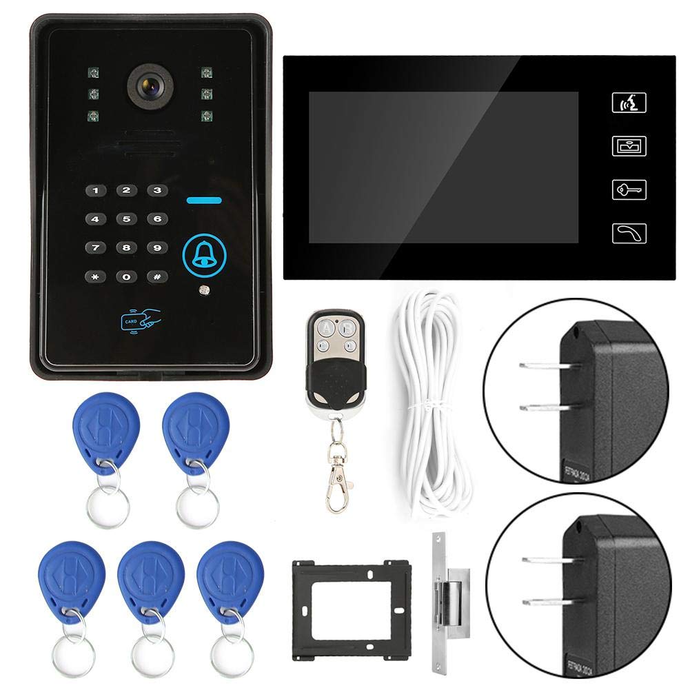 7in RFID Password Video Door Phone - Wired Intercom Doorbell Kit with Night Vision Camera | Secure Home Entry System for Apartments & Houses | Ideal for Home Security & Smart Home Improvement (US)