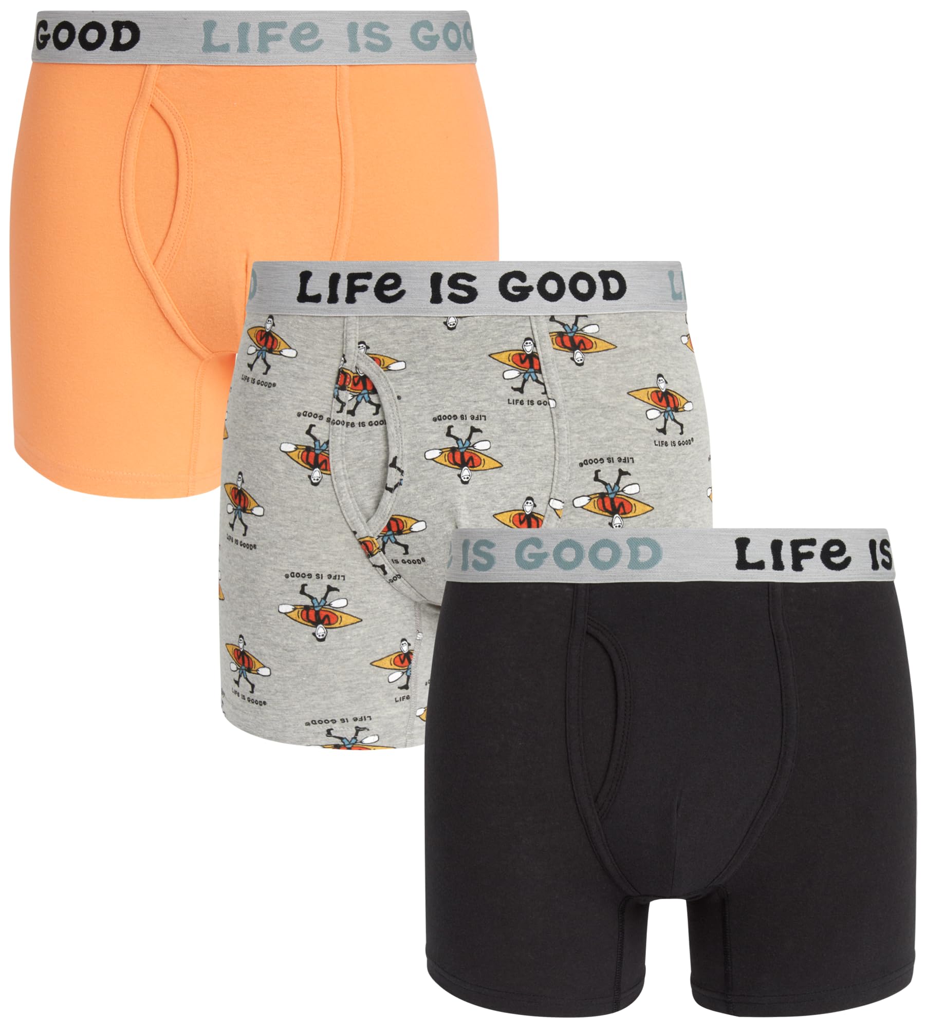 Life is Good Men’s Boxer Briefs - 3 Pack Stretch Underwear with Fly Pouch - Breathable Cotton Boxers for Men (S-XL) - Perfect for Everyday Wear, Gym & Travel