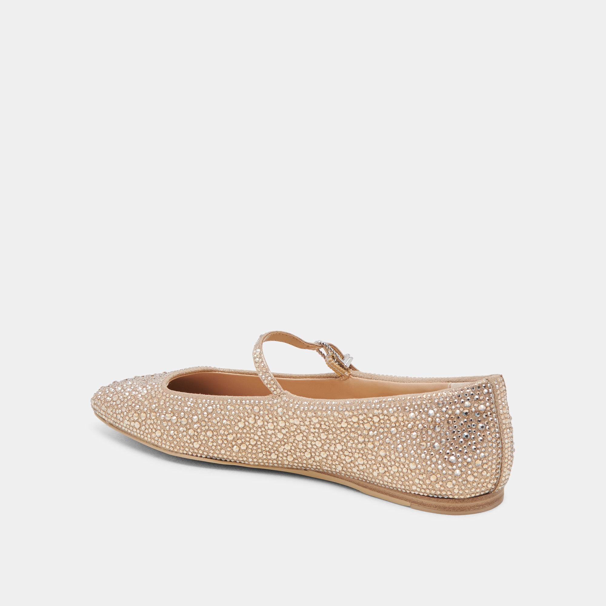 REYES Crystal Ballerina Flats - Light Gold Sparkly Ballet Shoes for Women | Elegant Comfort for Weddings, Parties & Everyday Wear
