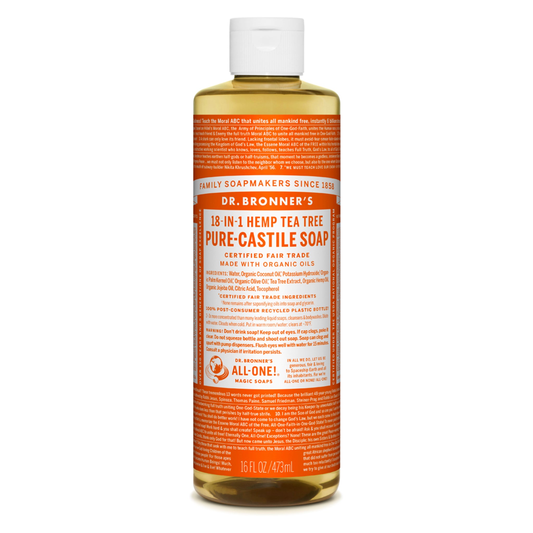 Organic Pure Castile Liquid Soap - All-Natural Vegan Body Wash & Hand Soap for Sensitive Skin | Gentle Cleanser for Face, Baby & Household Cleaning | Eco-Friendly, Biodegradable & Cruelty-Free