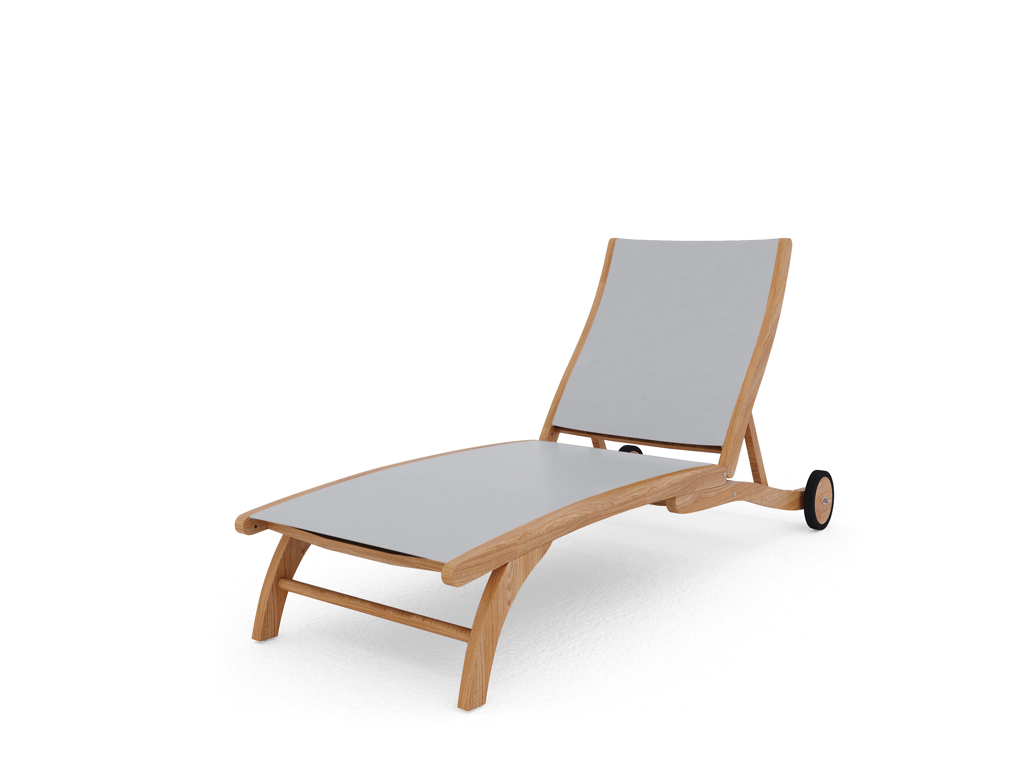 Perrin Teak Outdoor Reclining Chaise Lounger - White Patio Furniture with Rear Wheels - Perfect for Poolside, Beach, Garden & Backyard Relaxation