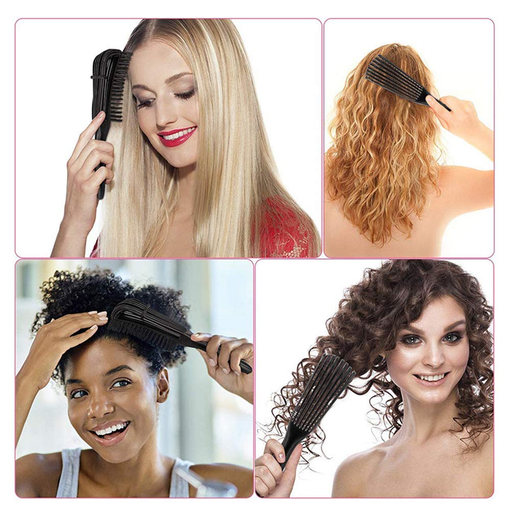 5-Piece Hairbrush Set for Men & Women - Detangling Brush, Eyebrow Brush, Silicone Brush & Tail Comb - Perfect for Styling, Detangling & Grooming at Home or Salon