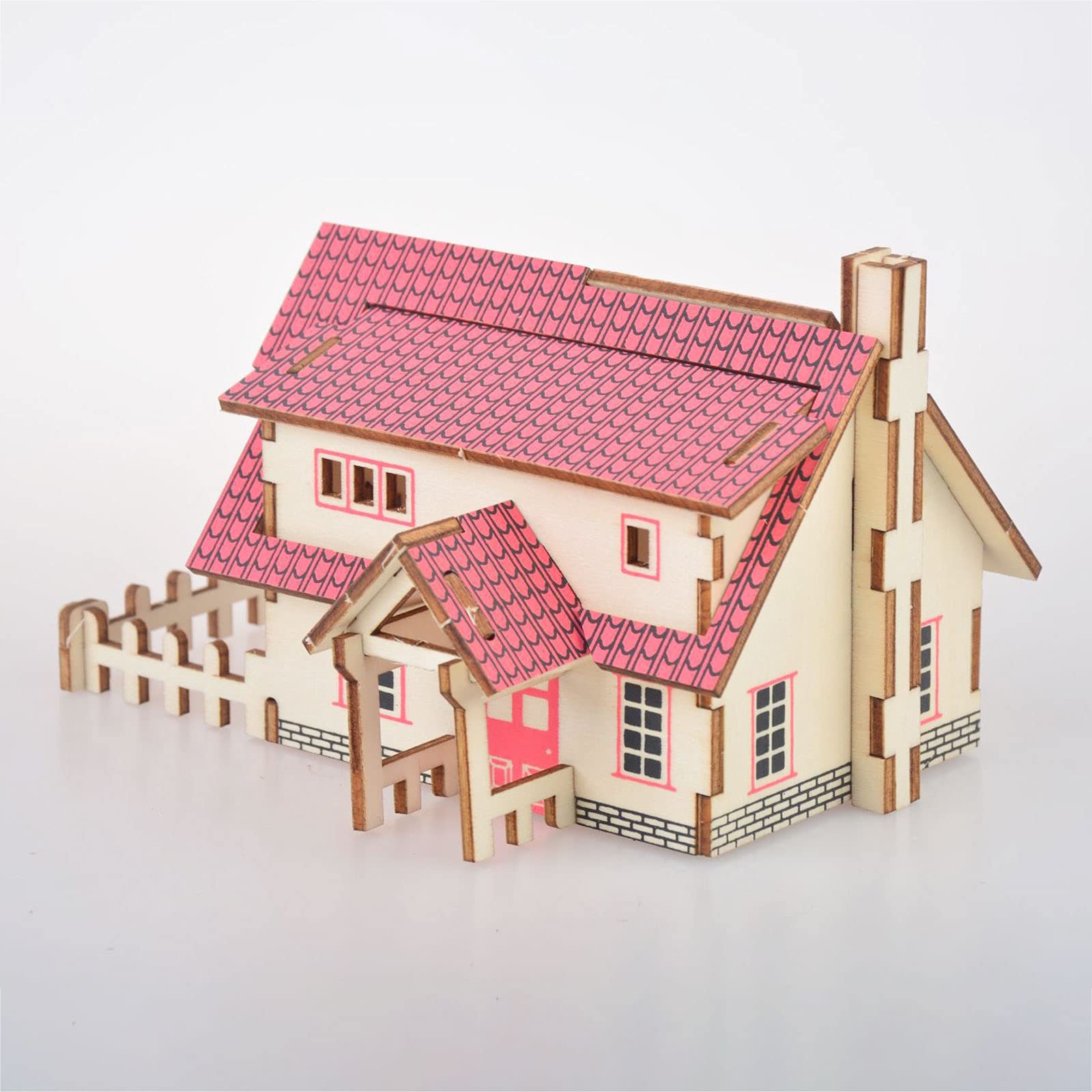 3D Wooden Puzzle for Kids Ages 14+ and Adults - Western Style Cabin with Mini House (20 Pieces) - Educational STEM Toy & Creative Gift for Family Game Night, Birthday Parties, and Home Decor