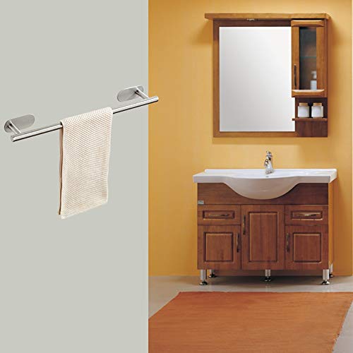 Stainless Steel Towel Rail - 60cm Wall Mounted Bathroom Towel Rack & Shower Shelf Organizer - Self Adhesive Space Saving Storage for Bathrooms, Kitchens, and Laundry Rooms
