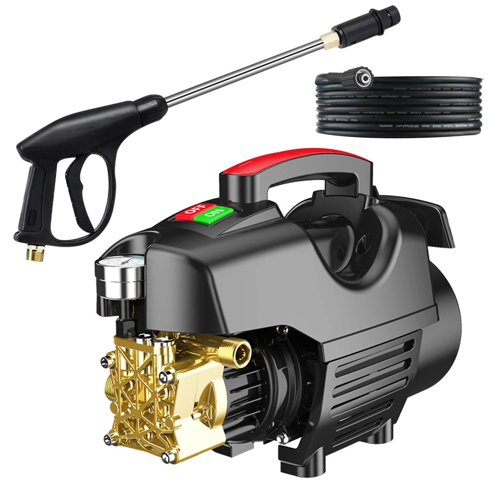 2300PSI MAX 1.5GPM Electric Pressure Washer, 2000W High Power Pressure Washer with Hose for Car Washing, Home Cleaning, Patio & Driveway Cleaning - Perfect for Vehicles, Houses, and Outdoor Areas