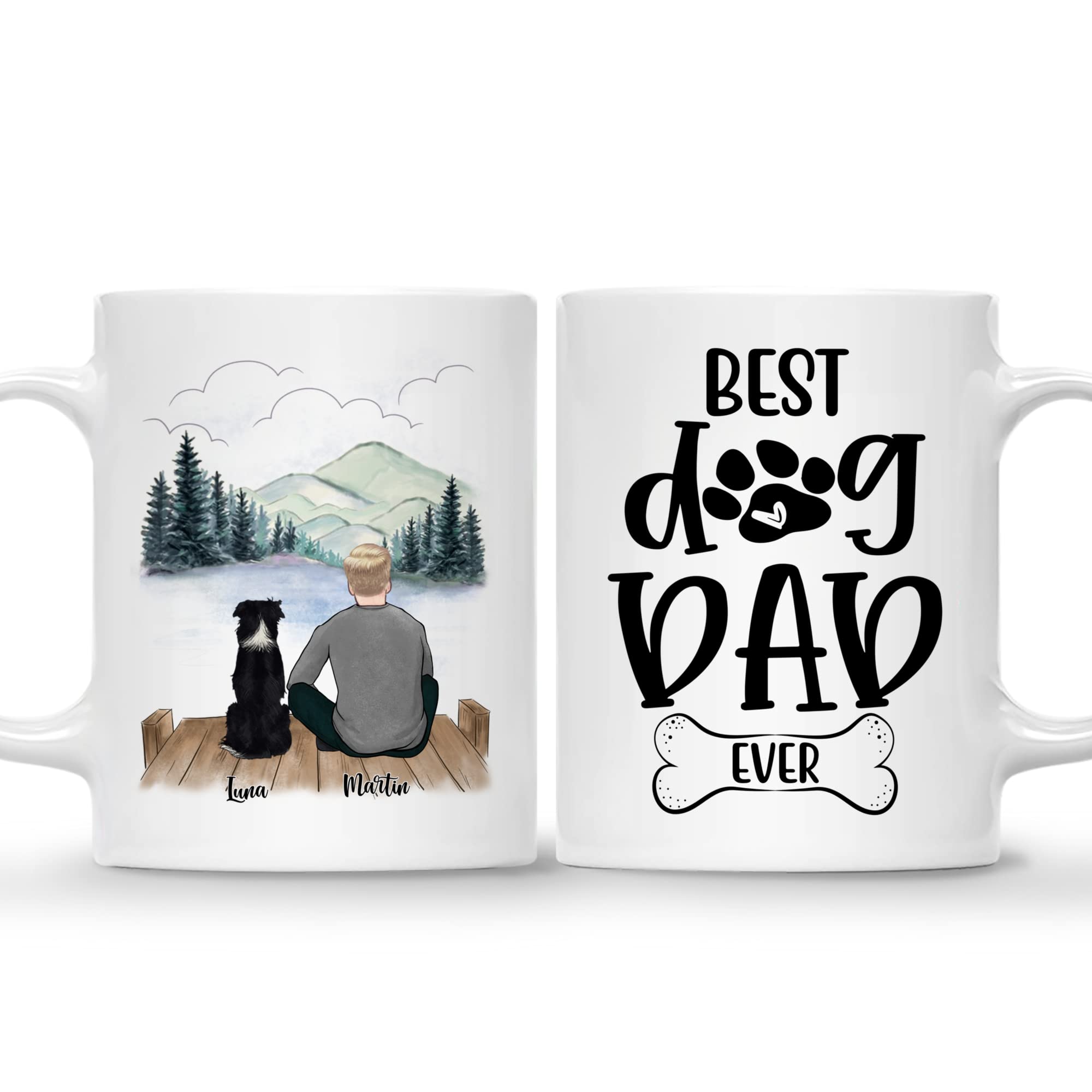 Custom Personalized Dog Dad Mug - 11oz & 15oz Coffee Cup for Dog Lovers - Best Dog Dad Ever Gift for Father's Day, Pet Owners & Dog Memorial - Perfect for Coffee, Tea & Office/Home Use