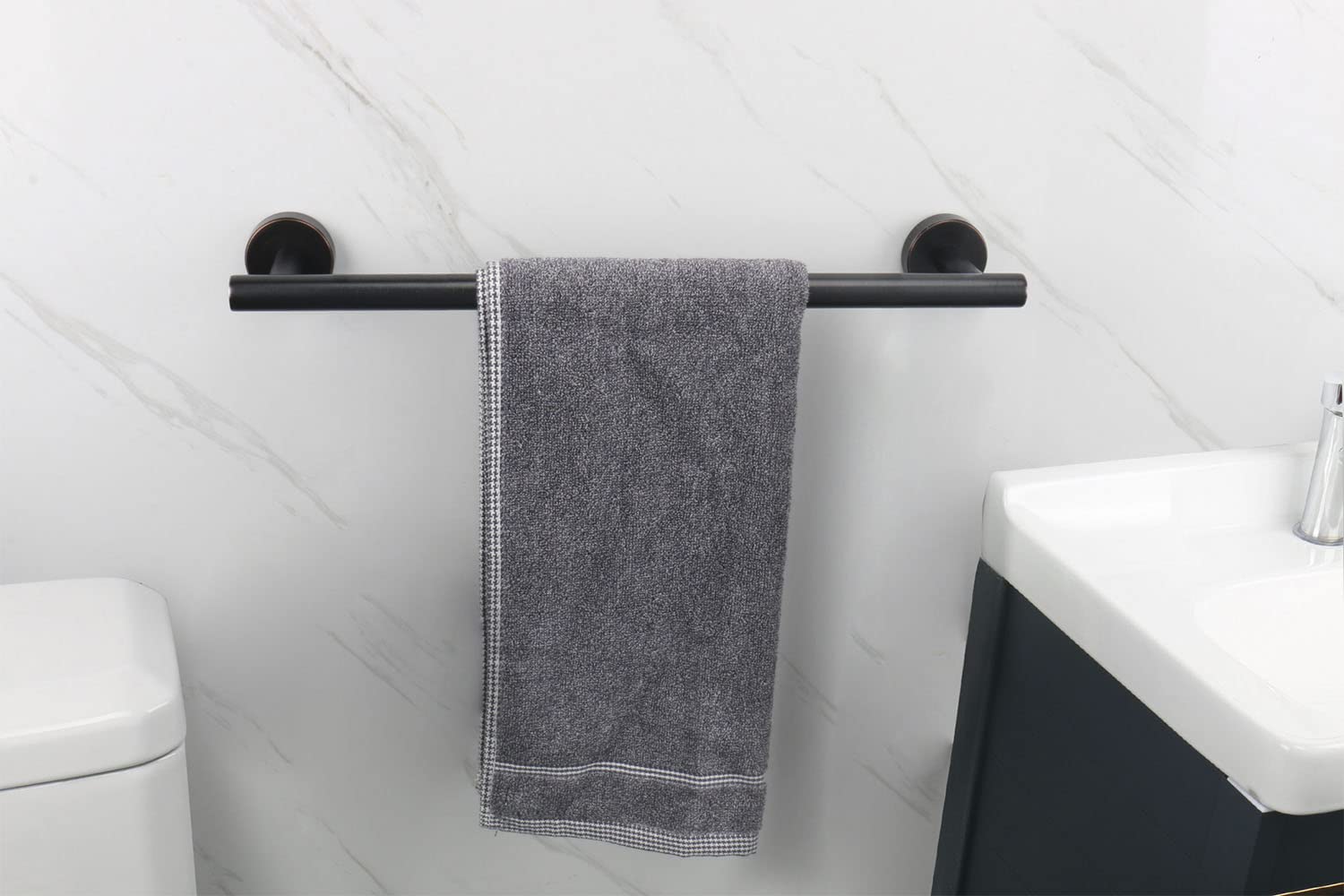 Premium TocTen Bath Towel Bar - Heavy Duty 16IN SUS304 Stainless Steel Bathroom Towel Holder, Wall Mounted Towel Rack Hanger in Oil Rubbed Bronze Finish - Perfect for Bathroom, Spa, and Luxury Home Decor