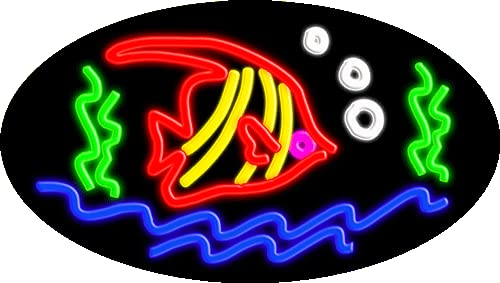 Vibrant Tropical Fish Aquarium Glass Neon Sign #14041 – Handmade in USA | Perfect for Home Decor, Fish Tanks & Aquatic Theme Bars
