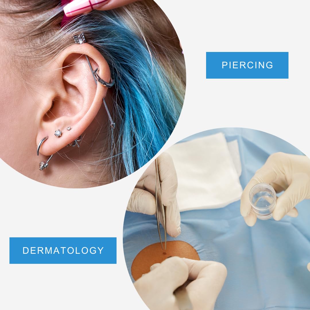 Sterile Krystal Disposable Punch Biopsy Tool with Protective Cap - 8.0mm Single-Use Punch Blade for Medical Procedures & Jewelry Piercing - Individually Packed (25-Pack) | Ideal for Dermatology Clinics, Tattoo Studios & Body Piercing Shops