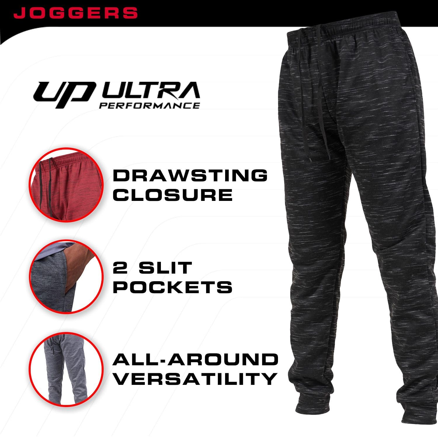 Men's Joggers 3-Pack - Athletic Sweatpants with Pockets for Gym & Lounge