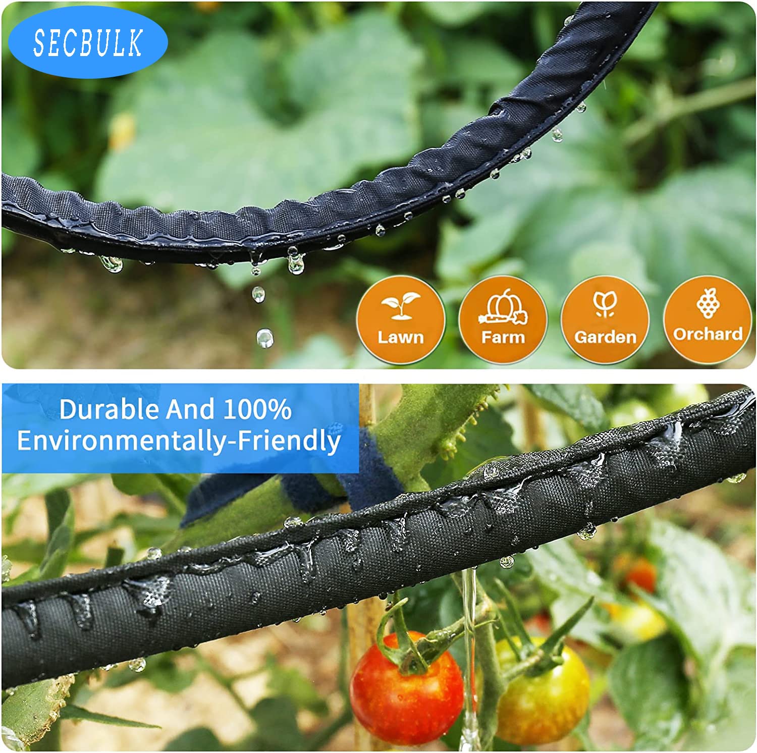 2025 Flat Soaker Hose 10 ft - Linkable Drip Irrigation System for Garden - Water Saving 80% - Dual Layer Leakproof Design with Holes - Perfect for Flower Beds, Vegetable Gardens & Lawn Watering