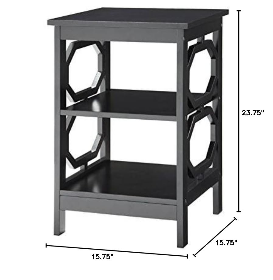 Pemberly Row Black End Table - Modern Side Table for Living Room, Bedroom, or Office - Perfect for Lamps, Books, and Decor