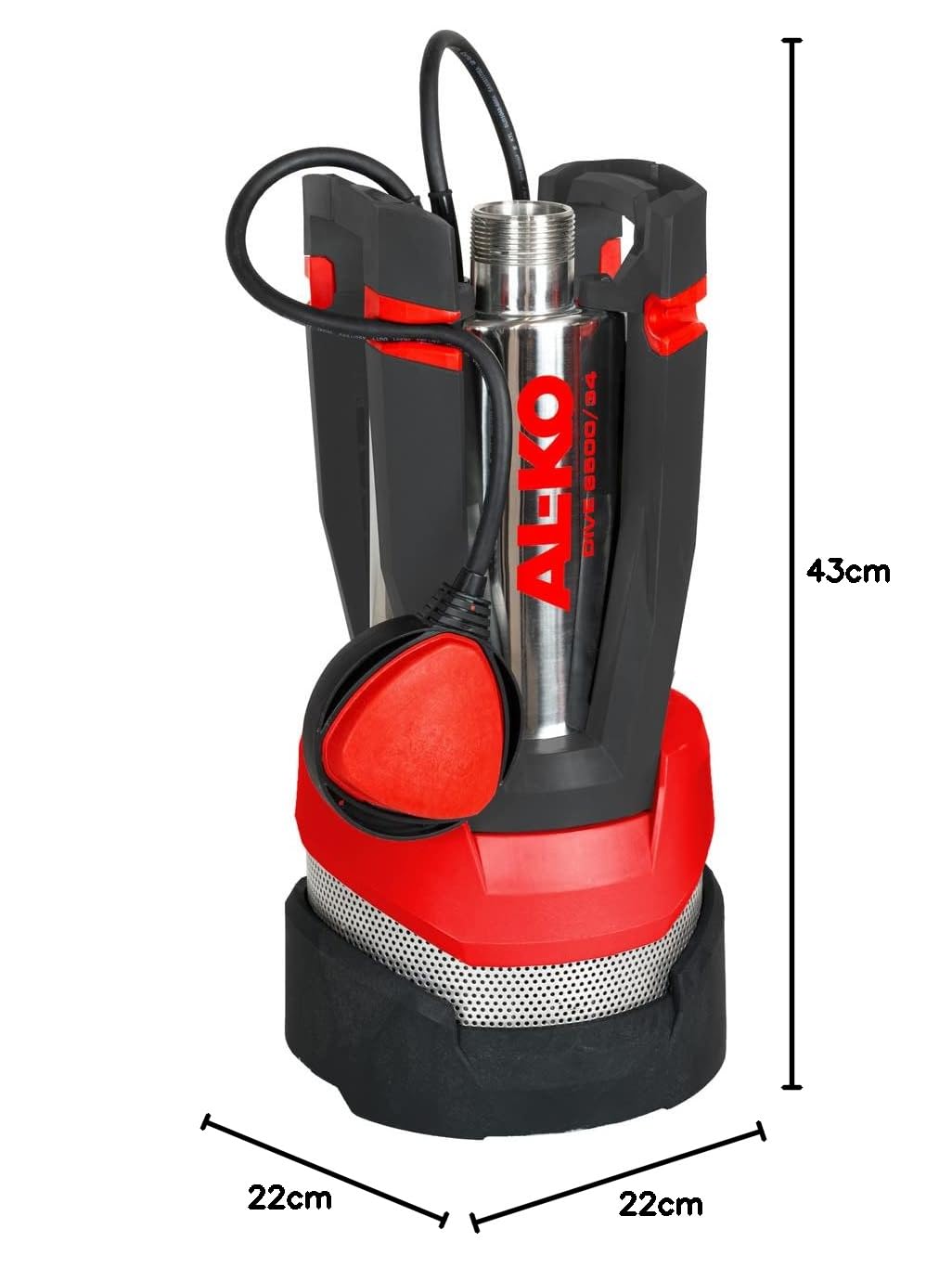 AL-KO DIVE 6500/34 Submersible Water Pump - 1000W Motor, 6500 l/h Max Flow, 34m Max Head, 7m Immersion Depth - 3-Stage Pump System (Red/Black) - Ideal for Drainage, Flood Control, Pool Maintenance & Garden Irrigation
