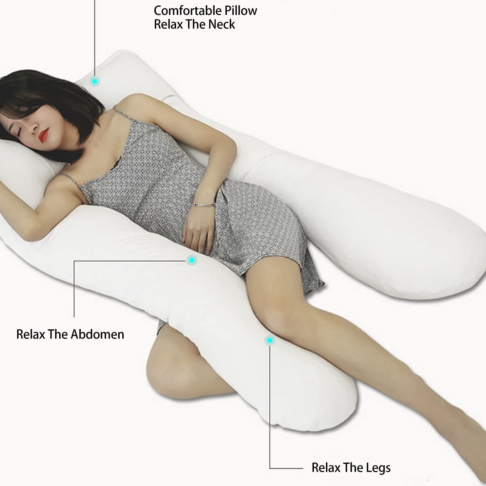 **Topyond U-Shaped Pregnancy Pillow for Maternity Support - 100% Cotton Body Pillow for Pregnant Women, Comfortable Sleeping Aid for Side Sleepers & Back Pain Relief - Perfect for Bed, Couch & Nursery**