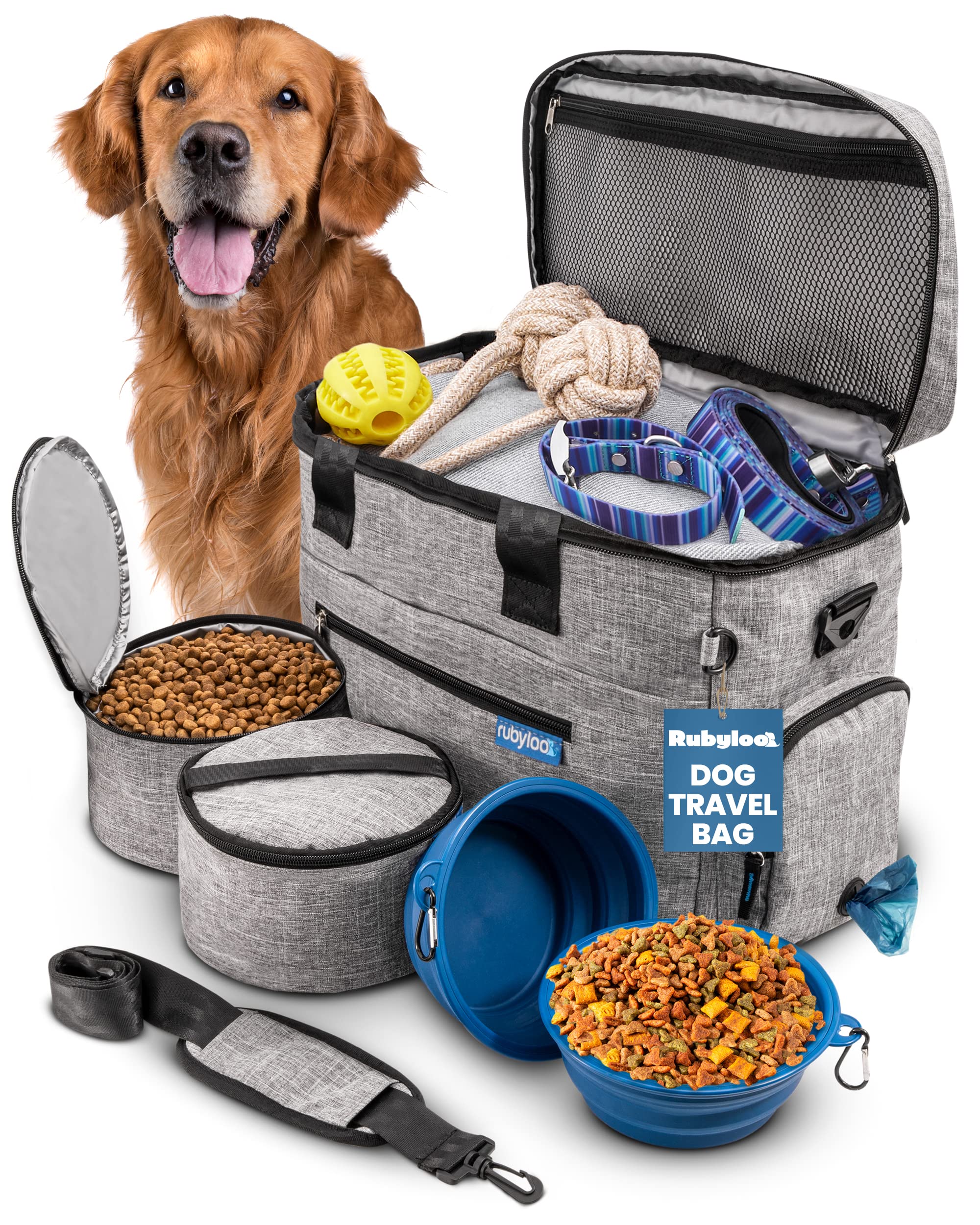 The Original Doggy Bag™ - Premium Dog Travel Bag for Supplies with 2 BPA-Free Bowls & Food Containers | Perfect Gift for Dog Owners | Pet Travel Kit for Road Trips, Camping, RV Adventures & Outdoor Activities