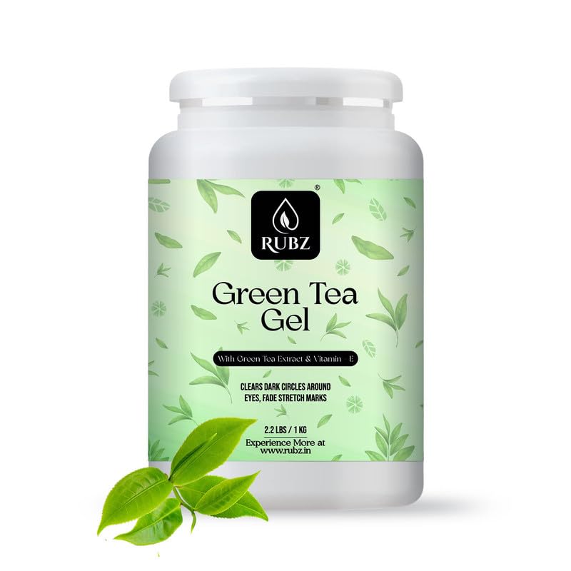 Rubz Green Tea Gel 1 Kg - Natural Moisturizing Gel for Face, Body & Hair | Multipurpose Beauty Treatment for Acne Scars & Glowing Skin | Spa, Salon & At-Home Skincare Routine