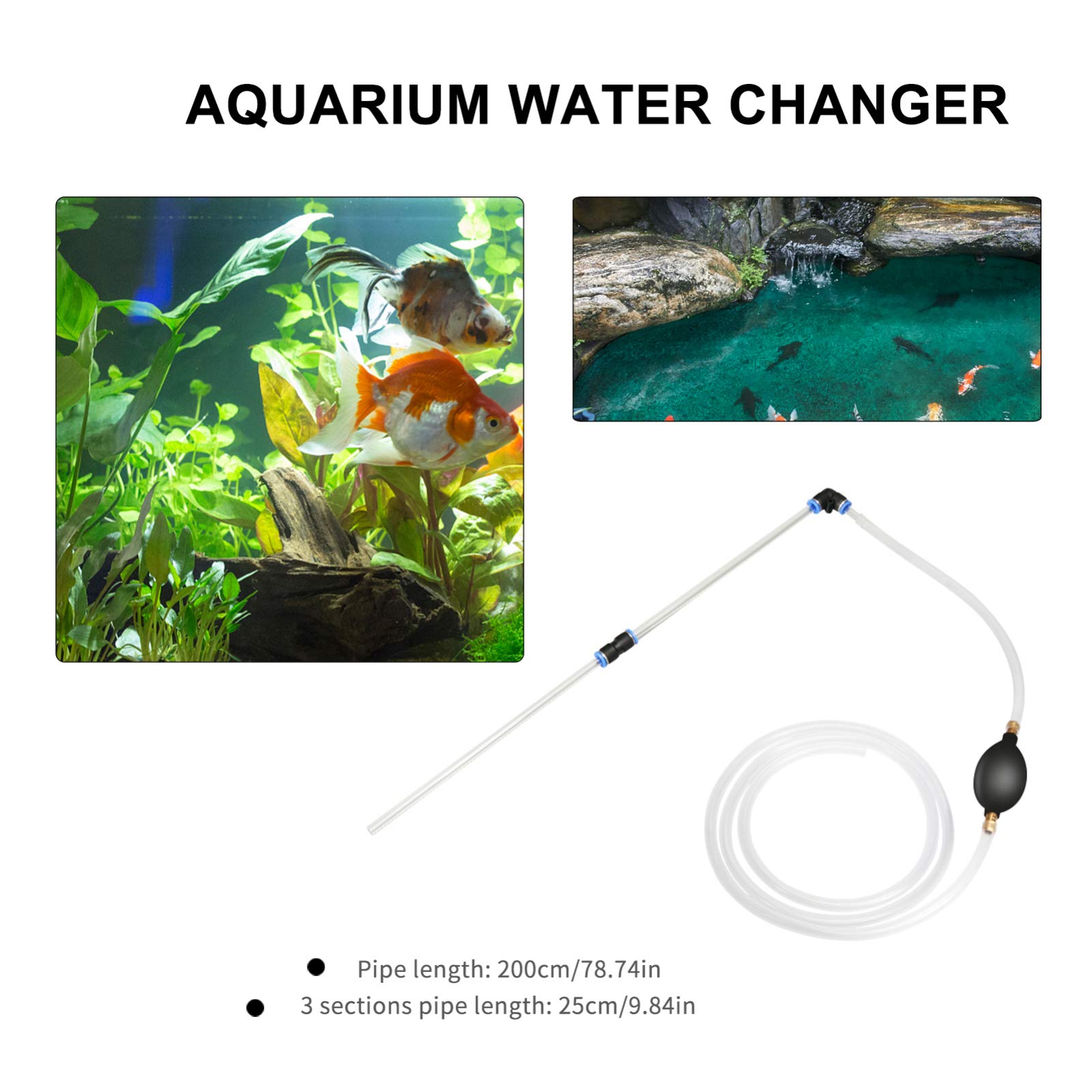 POPETPOP Aquarium Gravel Cleaner & Water Changer - Fish Tank Siphon Vacuum Cleaner with Sand Washing Tool for Freshwater & Saltwater Tanks - Perfect for Home Aquarium Maintenance and Pond Cleaning