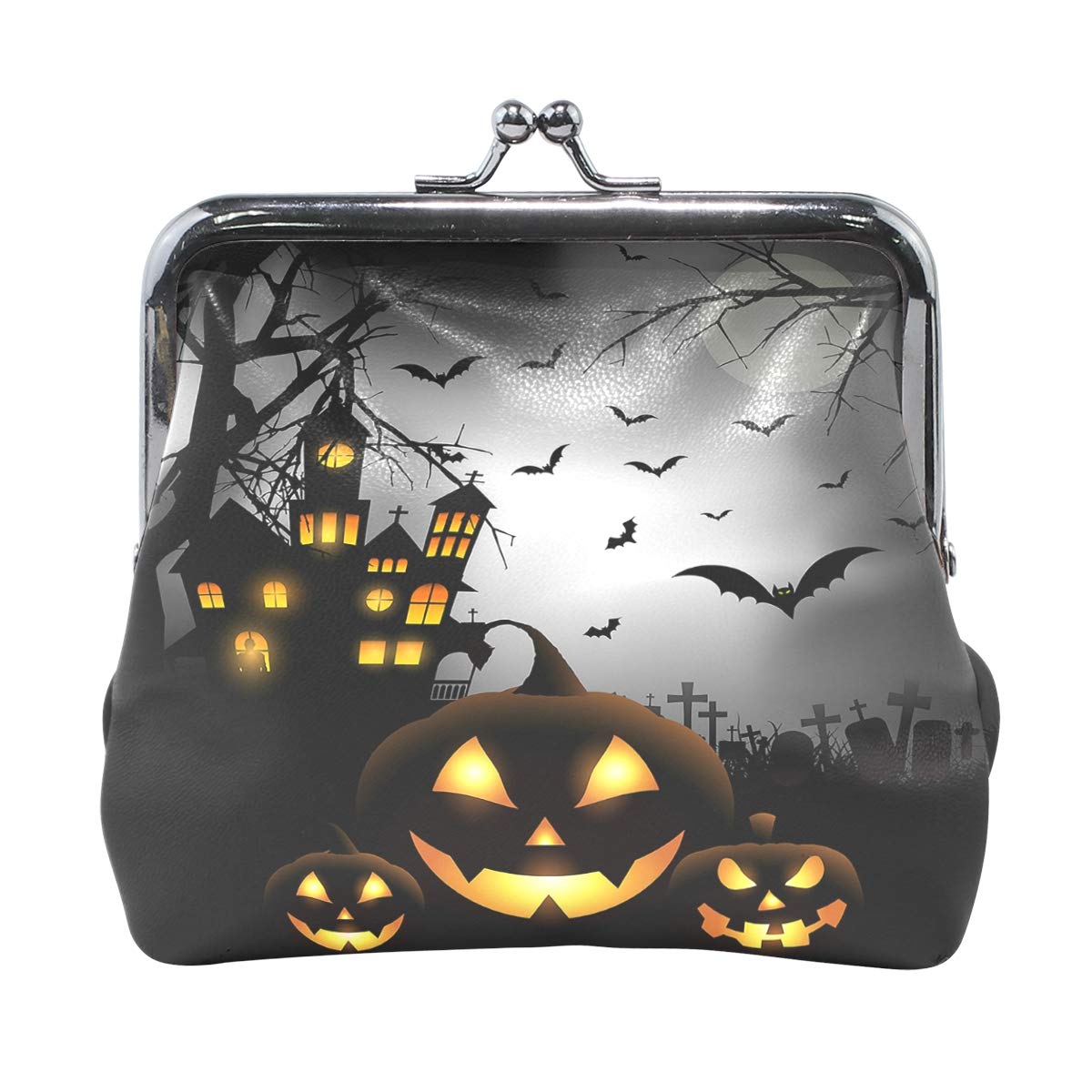 Spooky Halloween Pumpkin Women's Wallet Card Holder Coin Purse Clutch Handbag - Perfect for Trick-or-Treating, Costume Parties & Fall Fashion Accessories