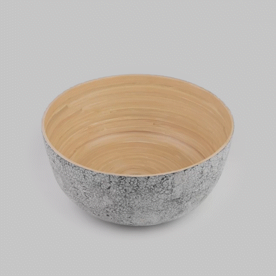 Bambuddha 51 oz Round Gray Spun Bamboo Extra Large Salad Bowl - 13.5