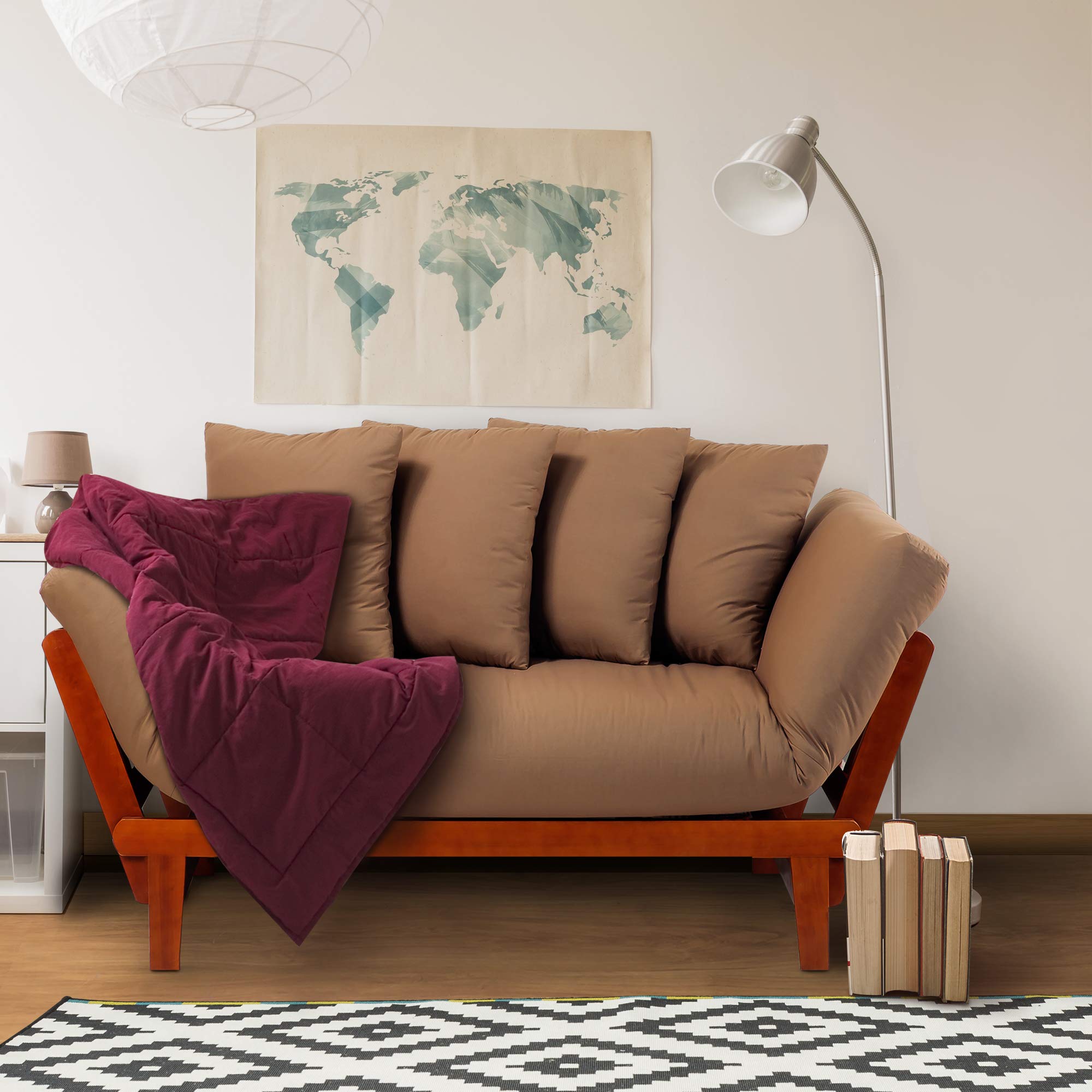 Casual Home Fabric Lounger Sofa Bed with Removable Cover - Single Size for Small Spaces, Living Room, Dorm, or Guest Room | Comfortable and Stylish Sleeper Sofa for Relaxing & Napping