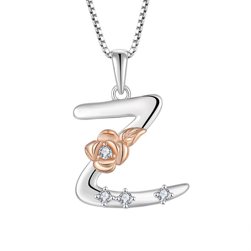 925 Sterling Silver Necklace for Women - Personalized Initial Pendant with Zircon - Elegant Collarbone Chain Jewelry Gift for Her - Perfect for Birthdays, Anniversaries and Special Occasions