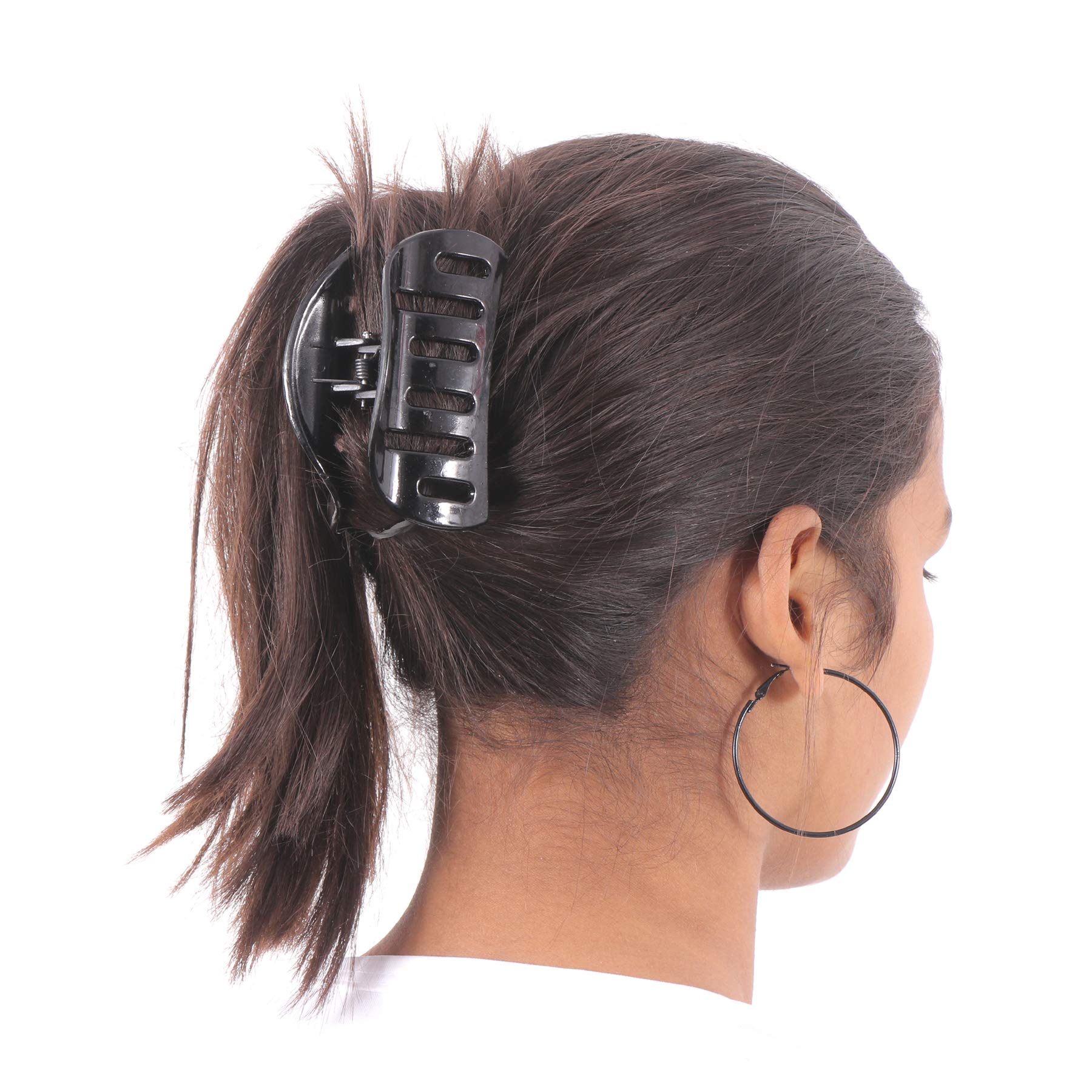 Honbon Large Hair Claws - 4 Pack Black Hair Clips for Women, Non-Slip Hair Accessories for Thick Hair, Perfect for Work, Gym, and Everyday Styling
