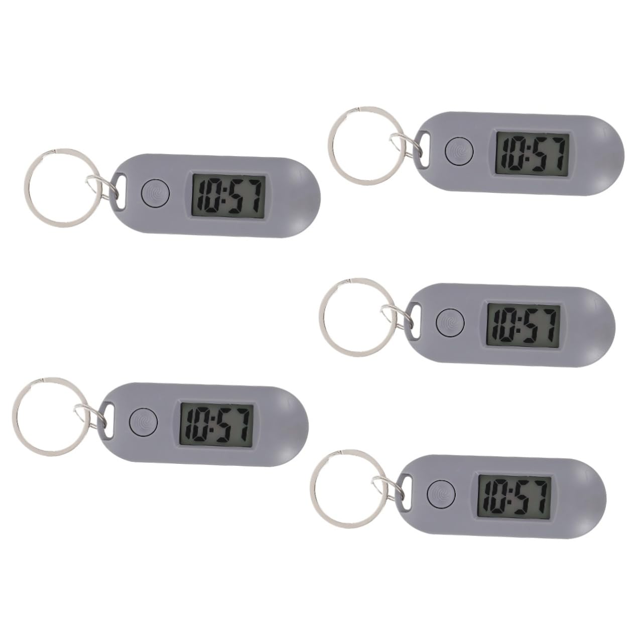 Holibanna 5 Pack Rechargeable Digital Keychain Watch - Waterproof LED Student Watch with Alarm & Stopwatch - Perfect for School, Gym, Travel & Daily Use (Plastic, Grey)