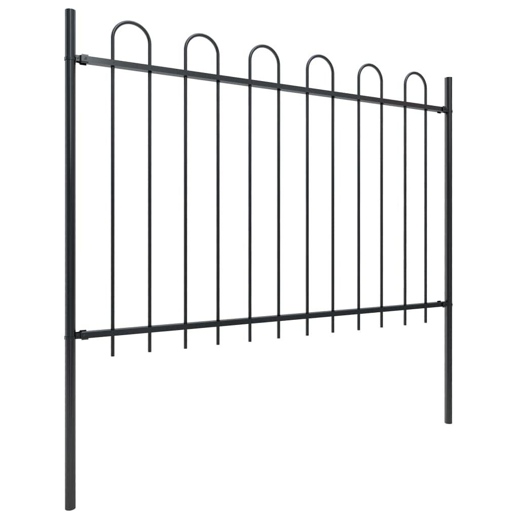 SKM 5.5ft Black Steel Garden Fence with Spear Top - Durable Outdoor Decorative Fencing for Yard, Lawn, and Property Protection | Perfect for Home Gardens, Backyards, and Landscaping