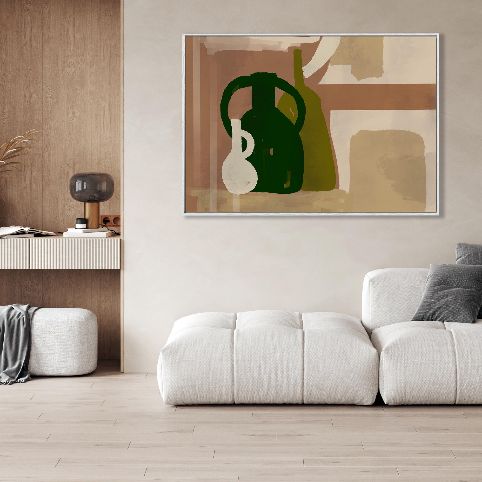 Trio Of Pots Study Framed Canvas Wall Art - Modern Home Decor for Living Room, Bedroom & Office